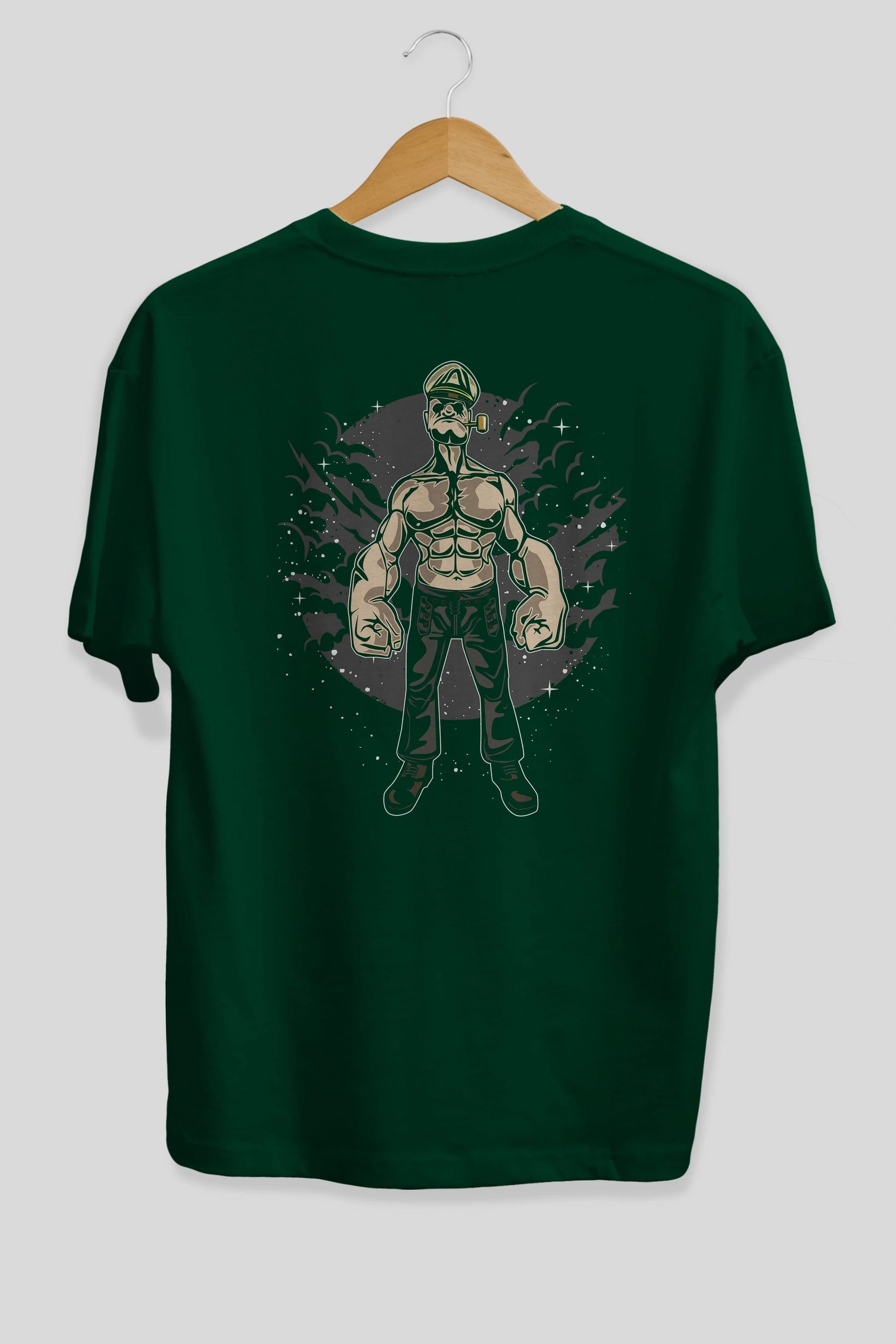 Popeye Arka Baskılı Oversize t-shirt Erkek Kadın Unisex %100 Pamuk