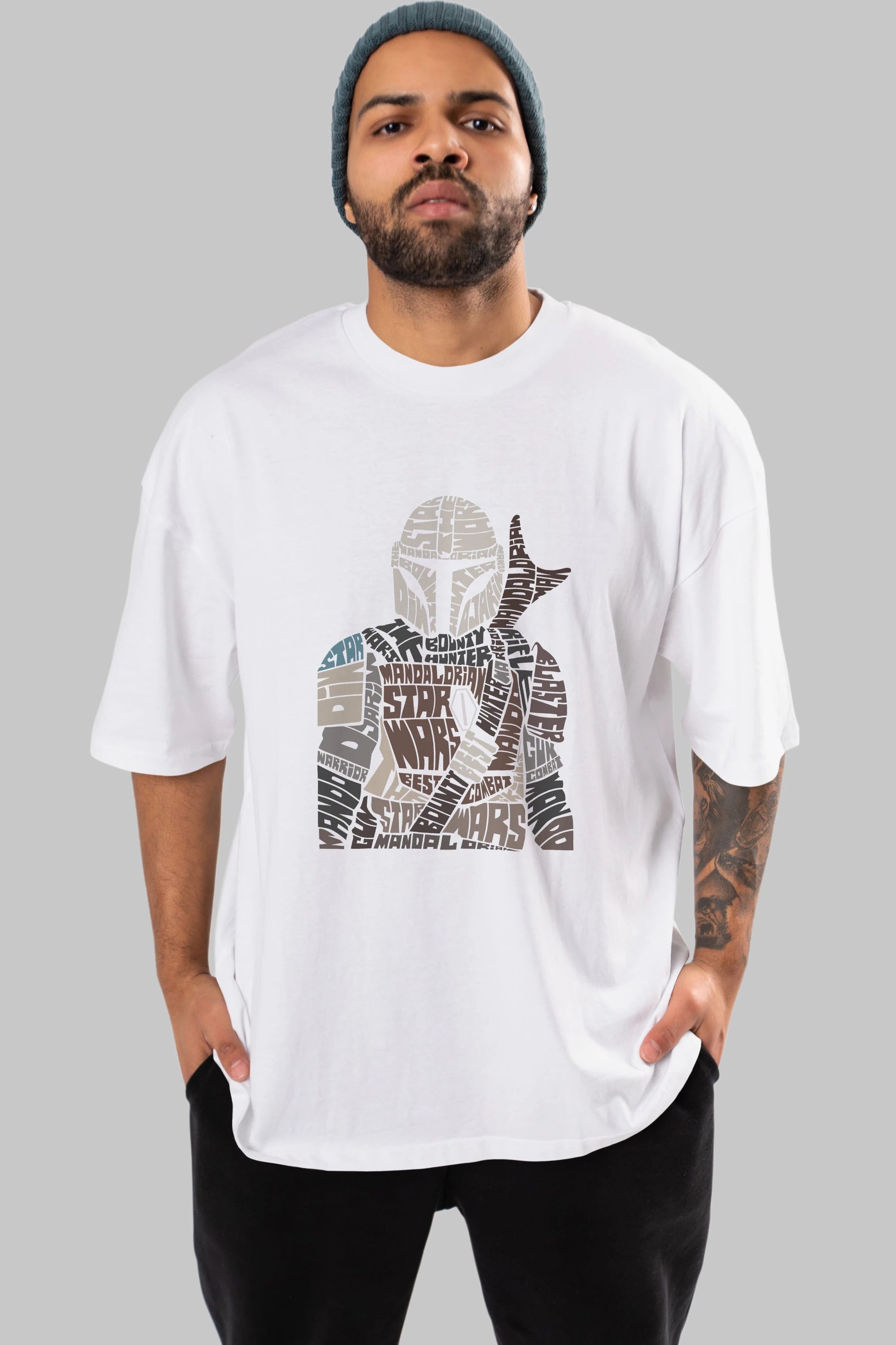 Mandalorian Ön Baskılı Oversize t-shirt %100 pamuk Erkek Kadın Unisex