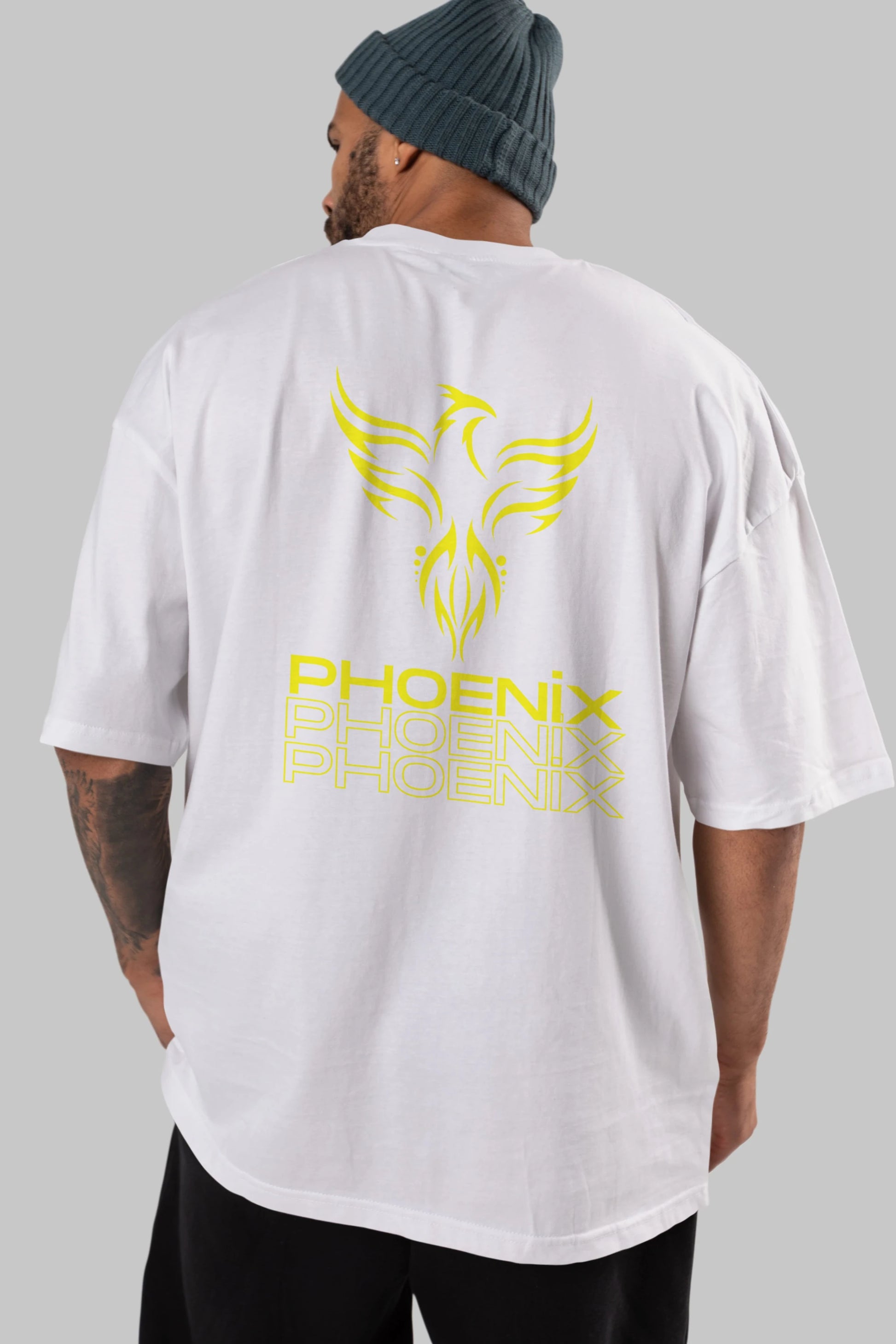 Phoenix Yazılı Arka Baskılı Oversize t-shirt Erkek Kadın Unisex