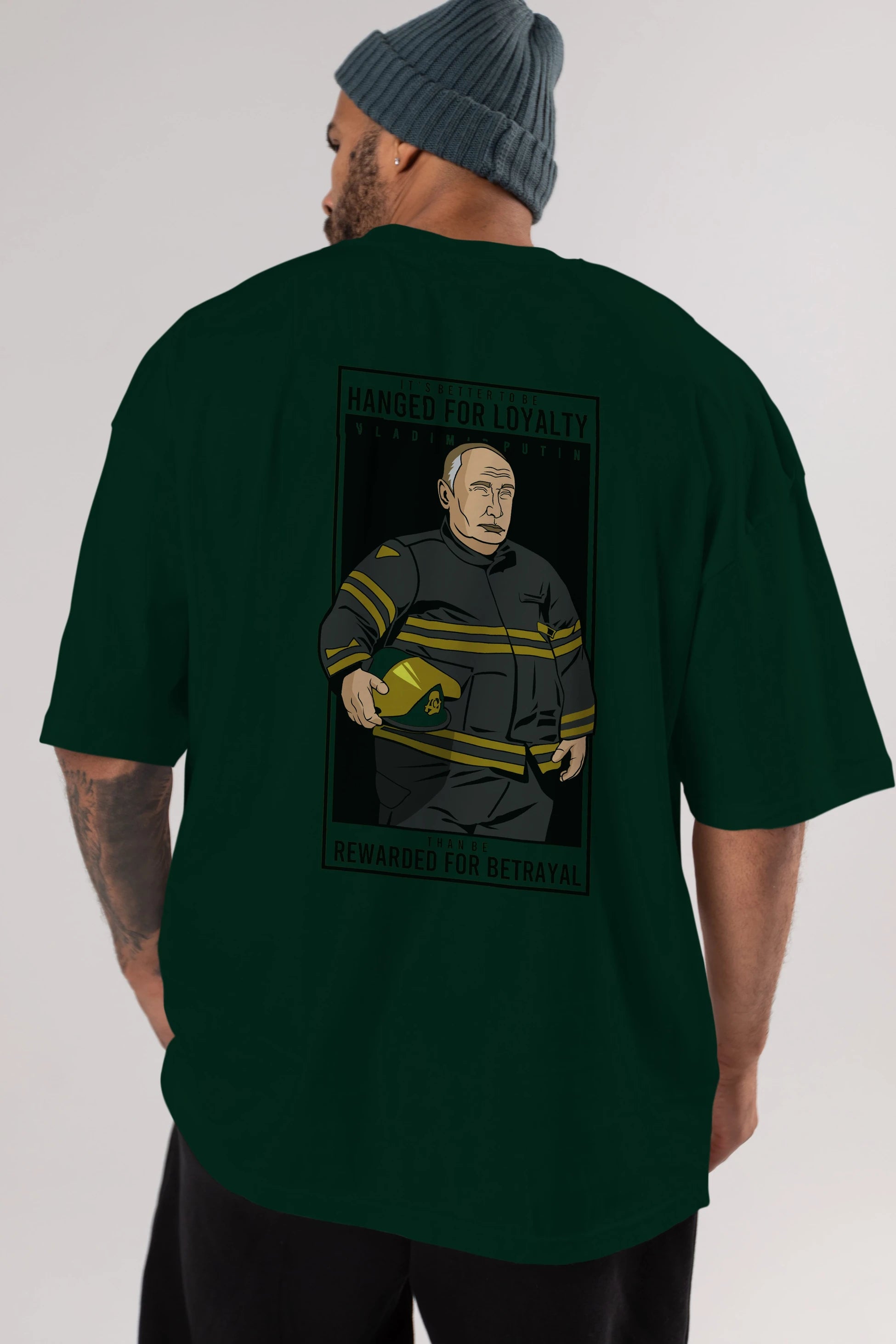 Putin Fireman Arka Baskılı Oversize t-shirt Erkek Kadın Unisex %100 Pamuk tişort