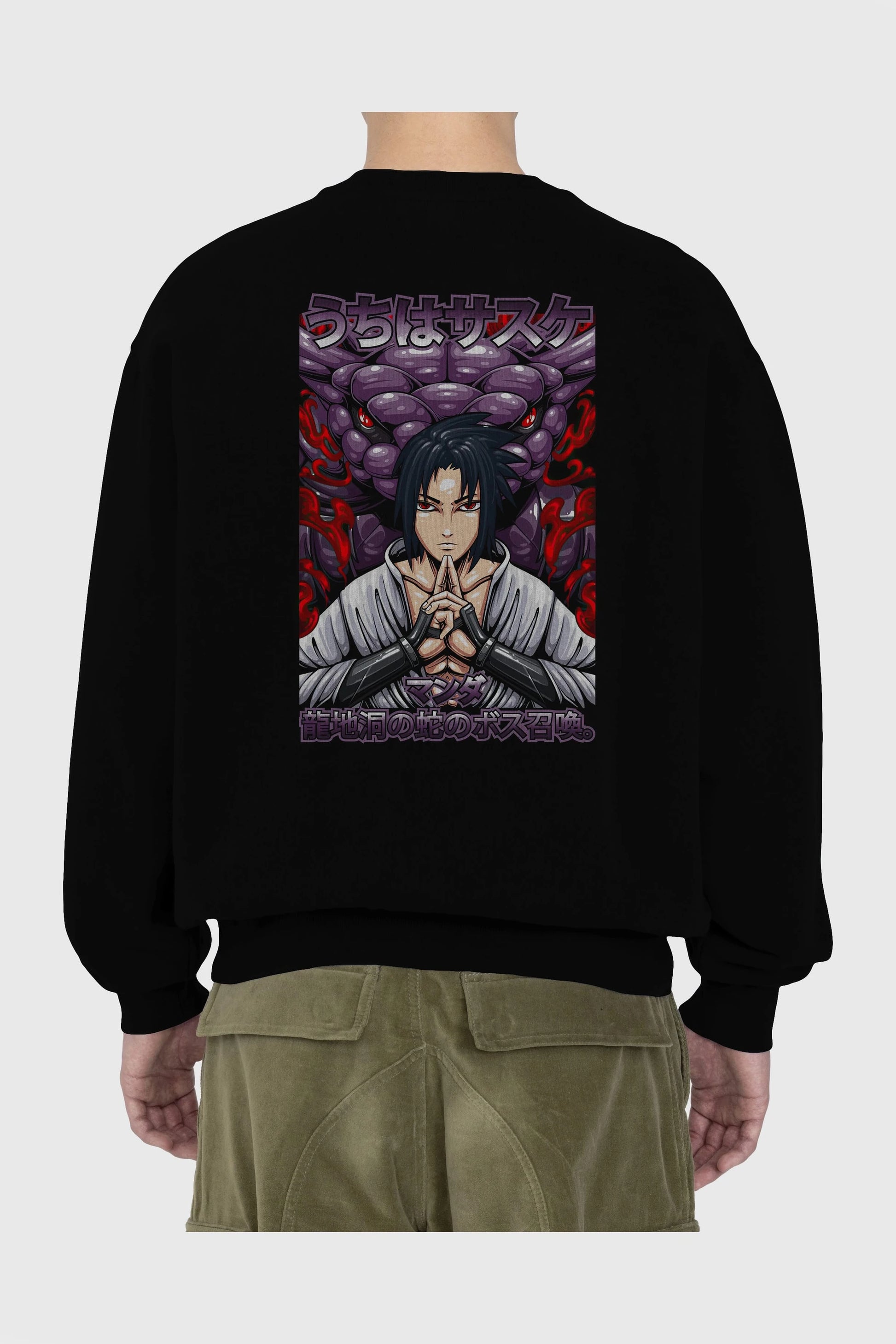 NARUTO SASUKE UCHIHA Anime Arka Baskılı Oversize Sweatshirt Erkek Kadın Unisex