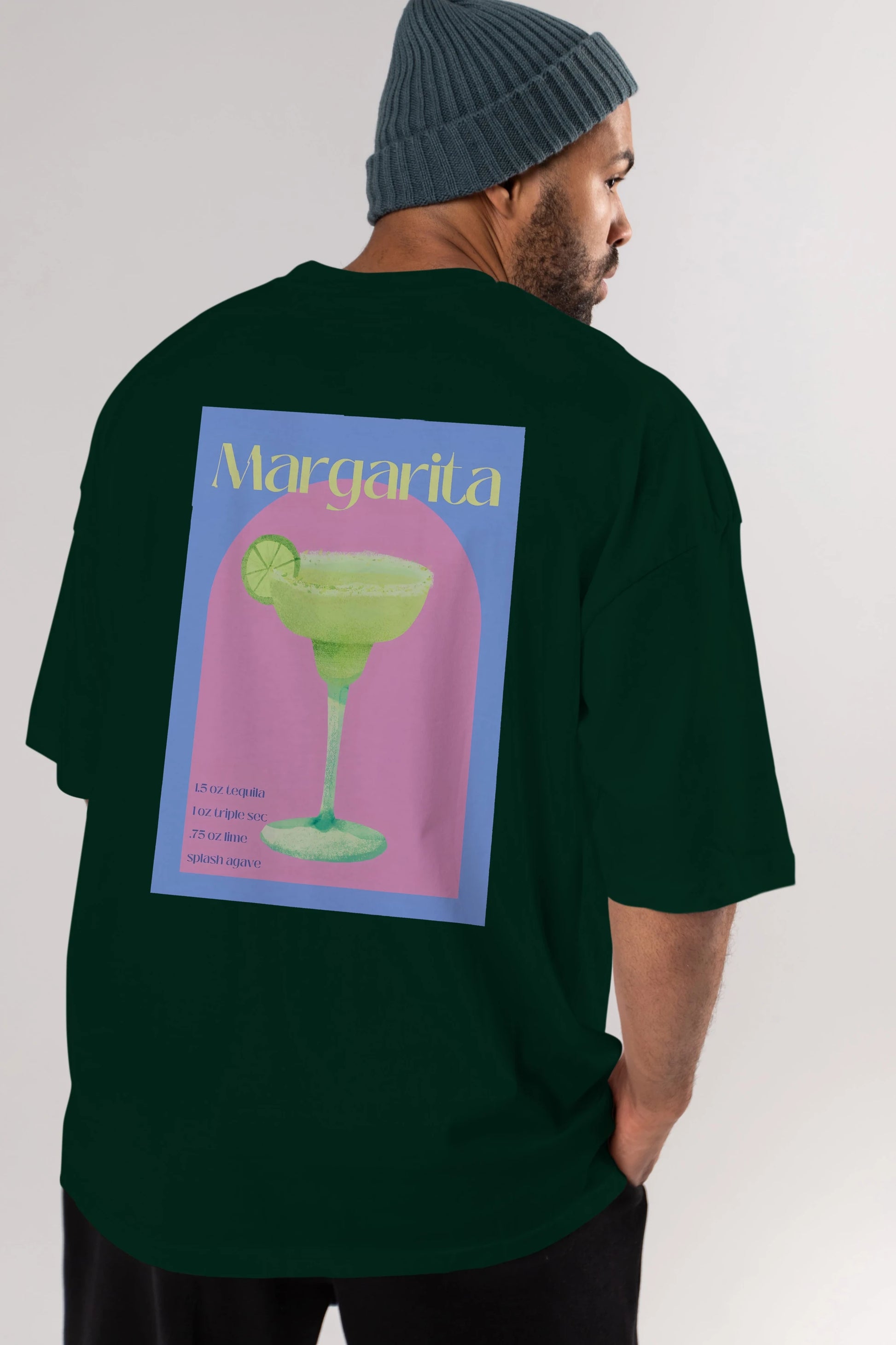 Margarita 6 Arka Baskılı Oversize t-shirt Erkek Kadın Unisex %100 Pamuk Bisiklet Yaka tişort