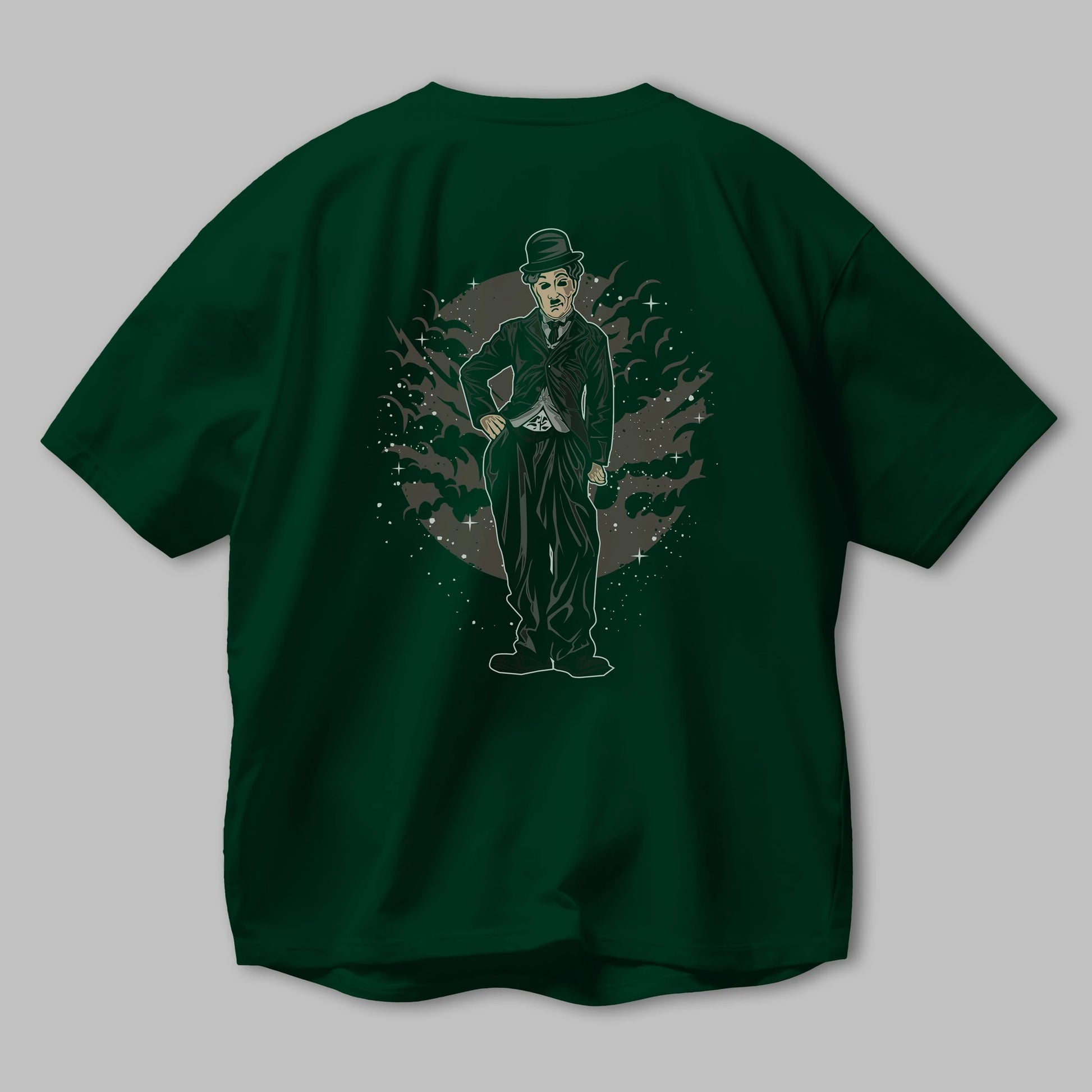 CHAPLIN Arka Baskılı Oversize t-shirt Erkek Kadın Unisex %100 Pamuk