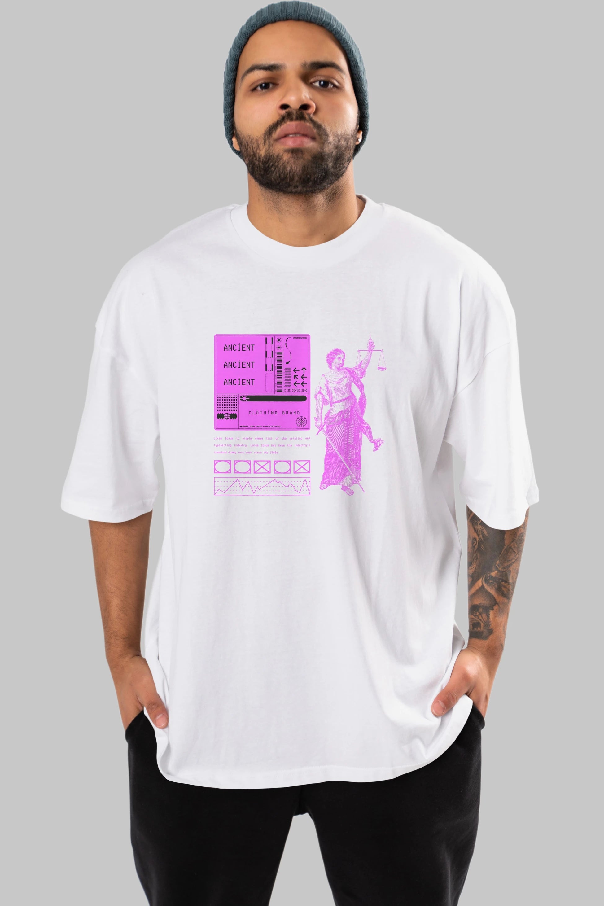 Ancient Streetwear Ön Baskılı Oversize t-shirt Erkek Kadın Unisex