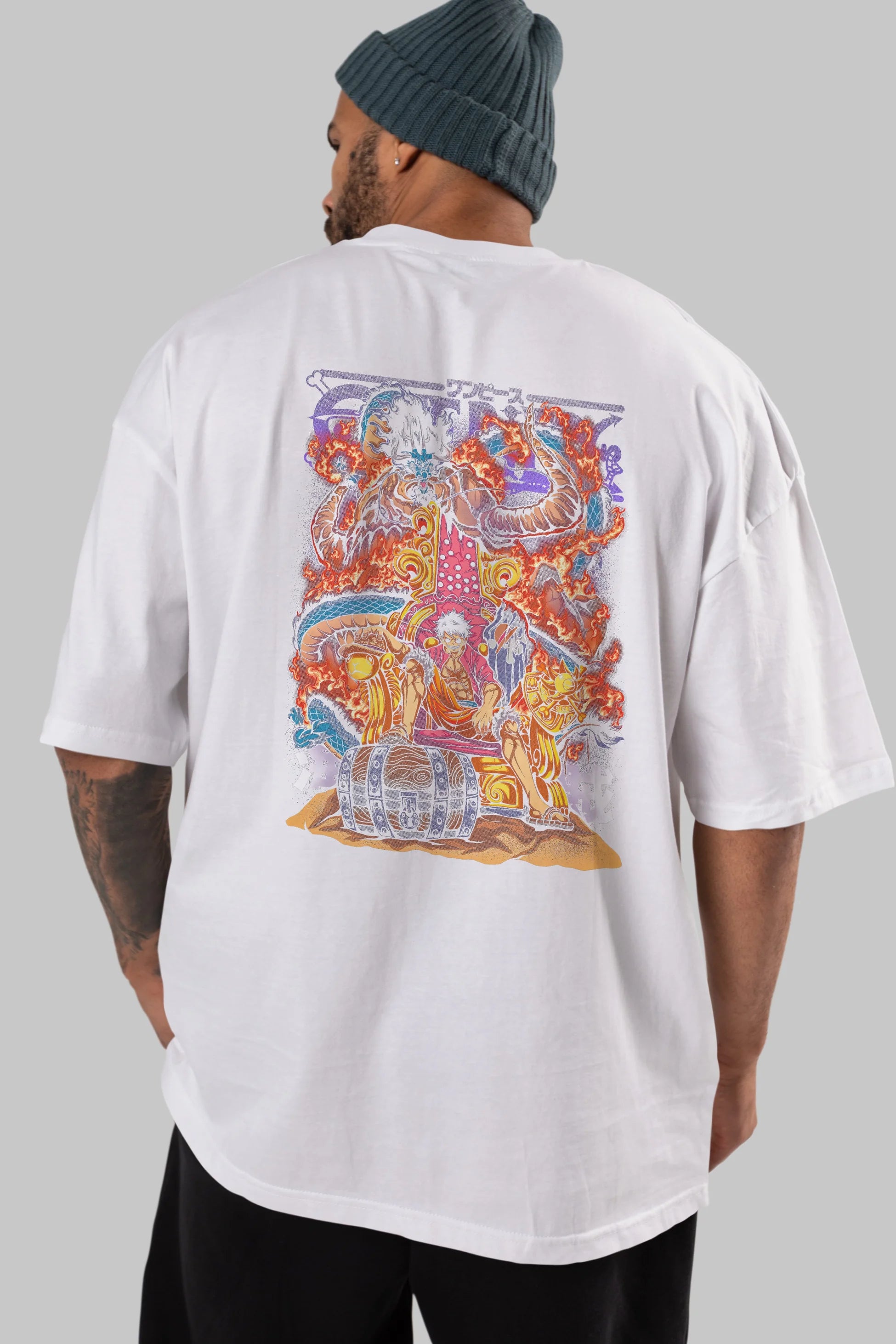 MONKEY D. LUFFY 1 Anime Arka Baskılı Oversize t-shirt Erkek Kadın Unisex