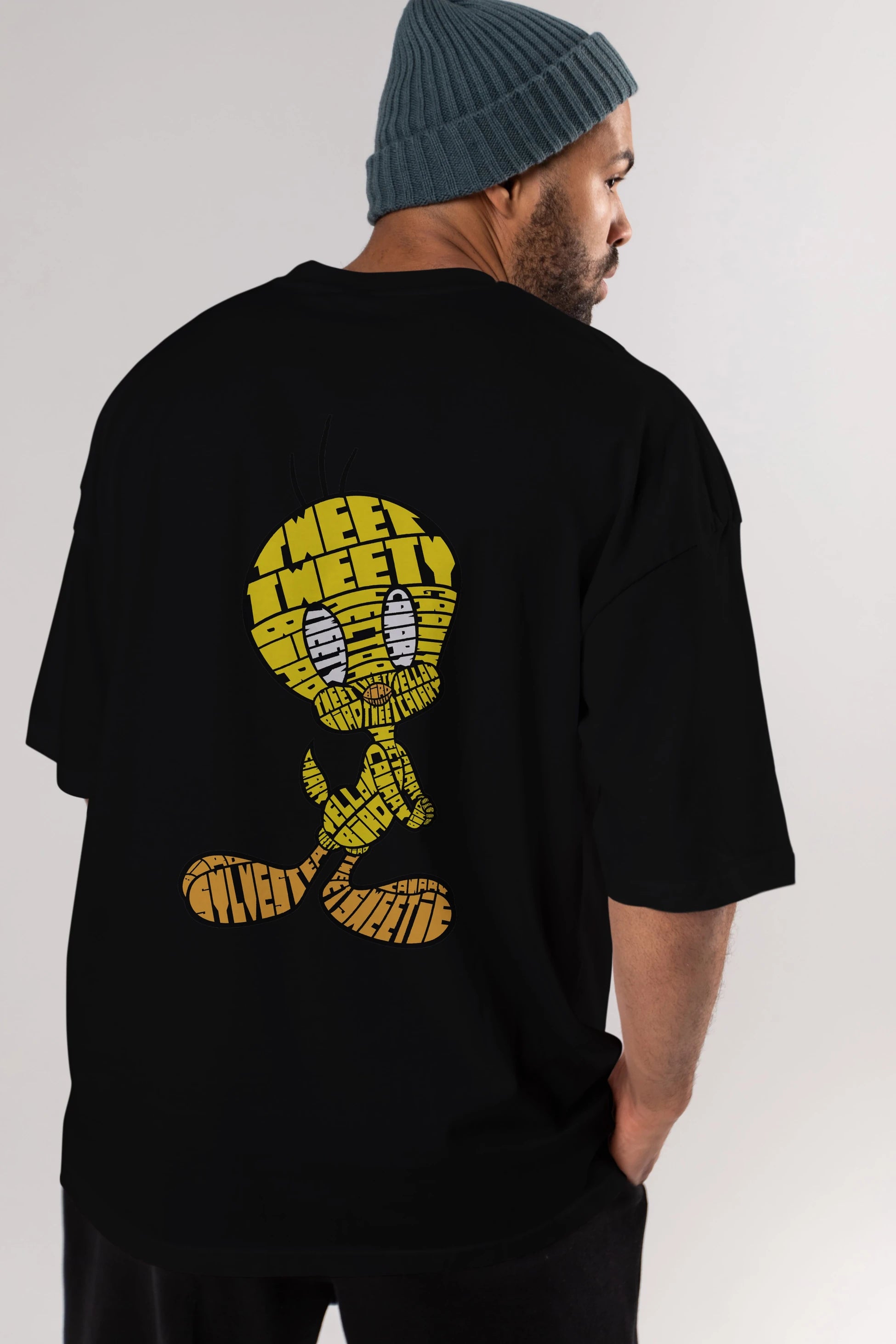Tweety Arka Baskılı Oversize t-shirt %100 pamuk Erkek Kadın Unisex