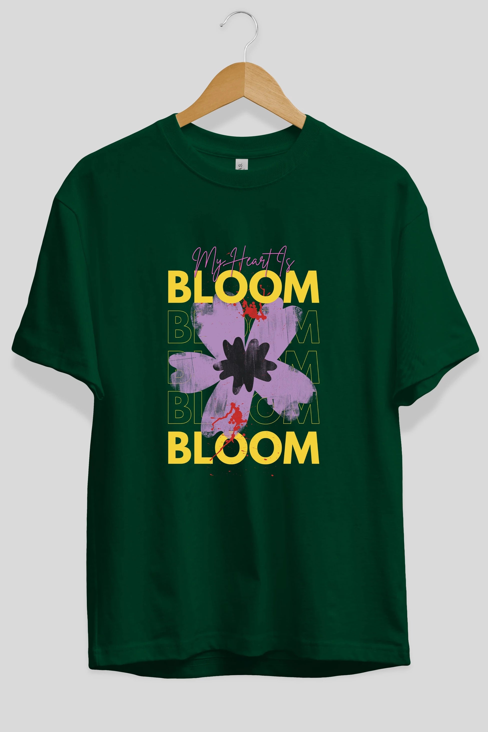 Bloom Yazılı Ön Baskılı Oversize t-shirt Erkek Kadın Unisex