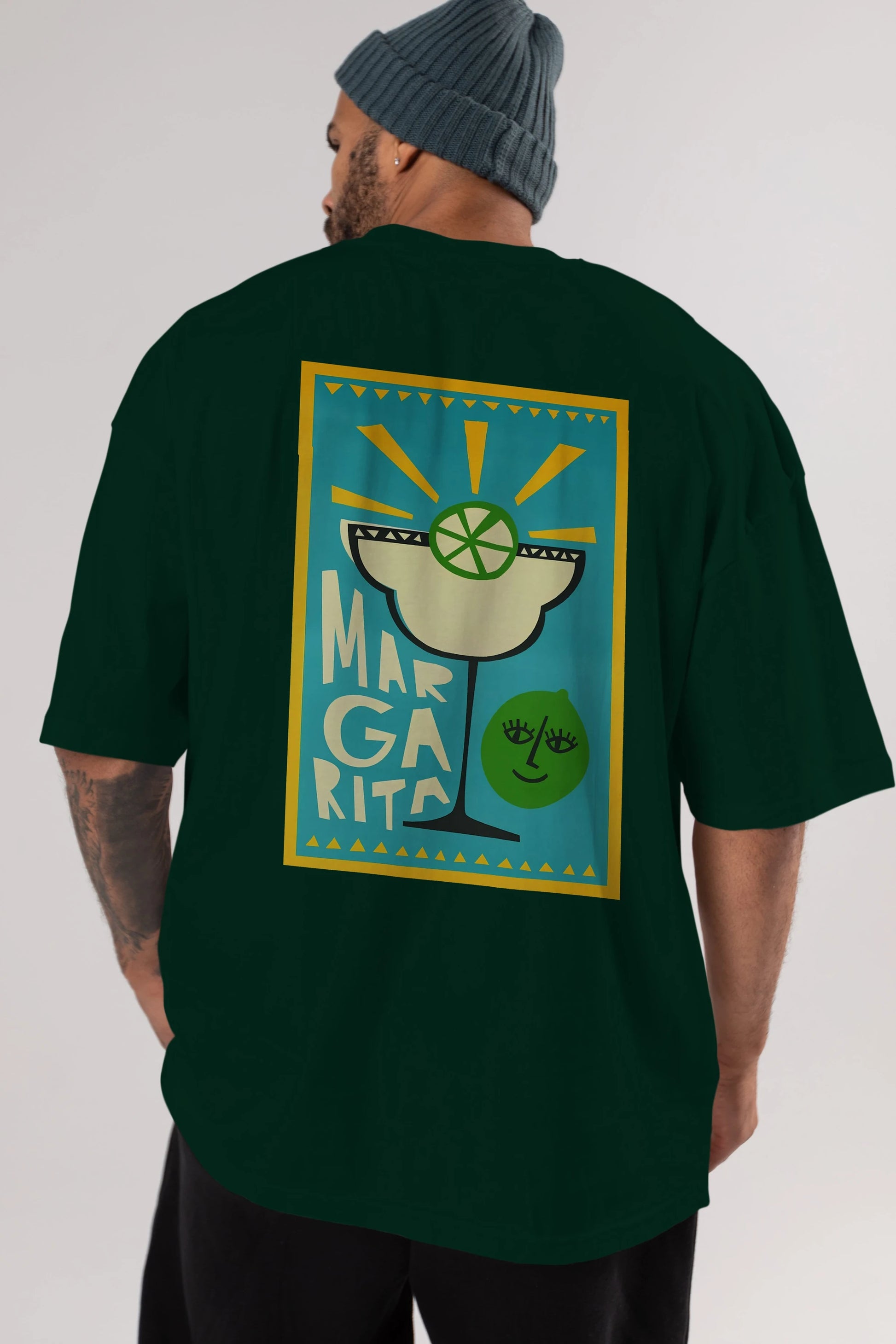 Margarita 4 Arka Baskılı Oversize t-shirt Erkek Kadın Unisex %100 Pamuk Bisiklet Yaka tişort