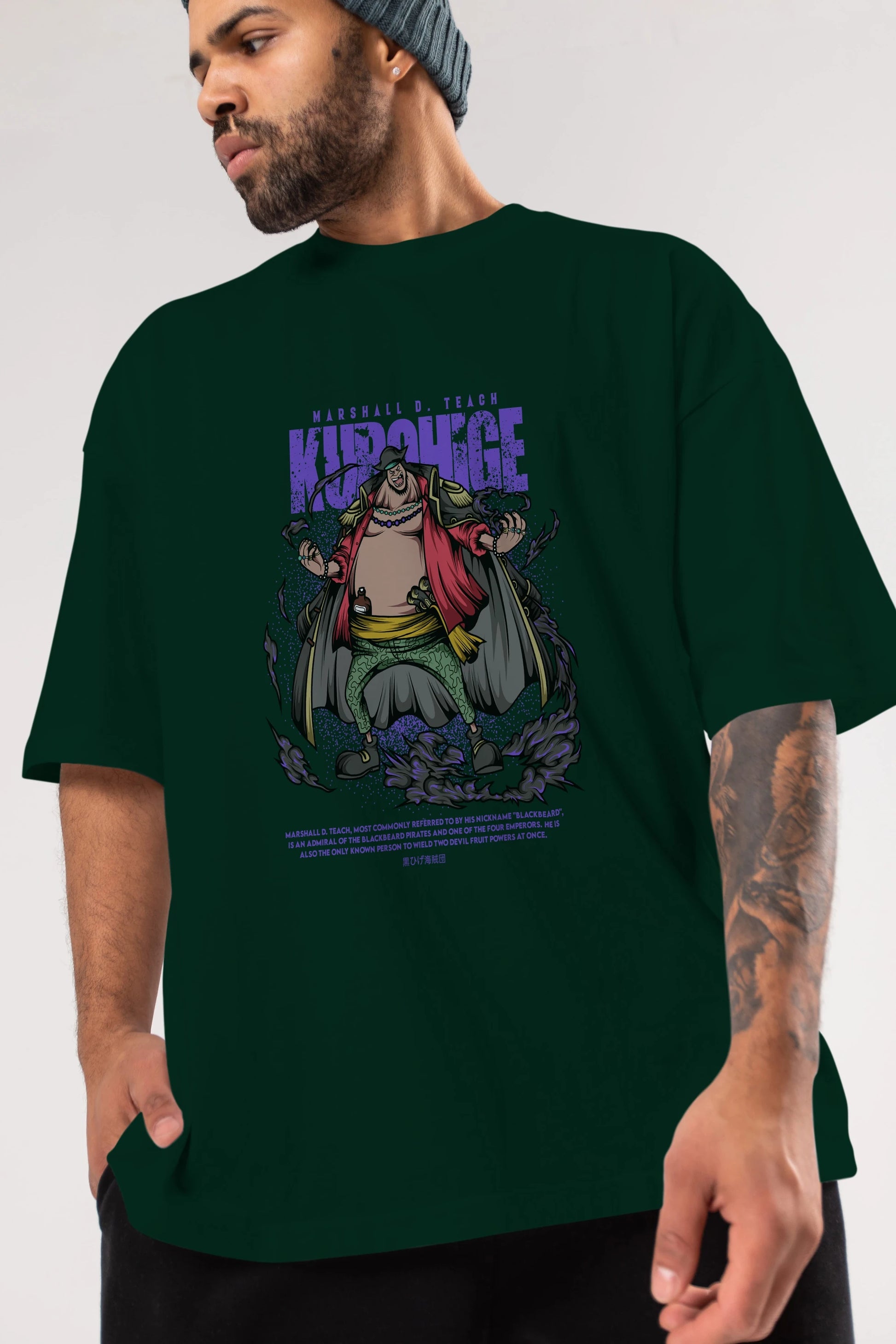 Marshall D. Teach Anime Ön Baskılı Oversize t-shirt %100 pamuk Erkek Kadın Unisex