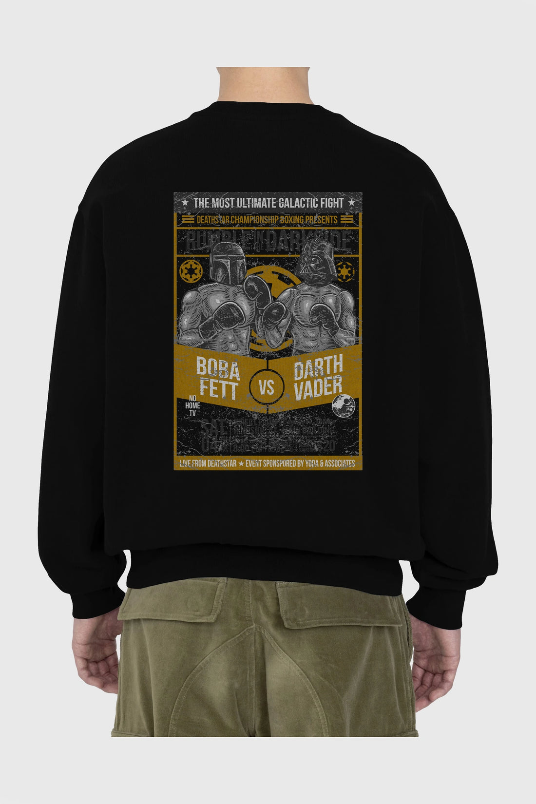 Rumble In The Darkside Arka Baskılı Oversize Sweatshirt Erkek Kadın Unisex