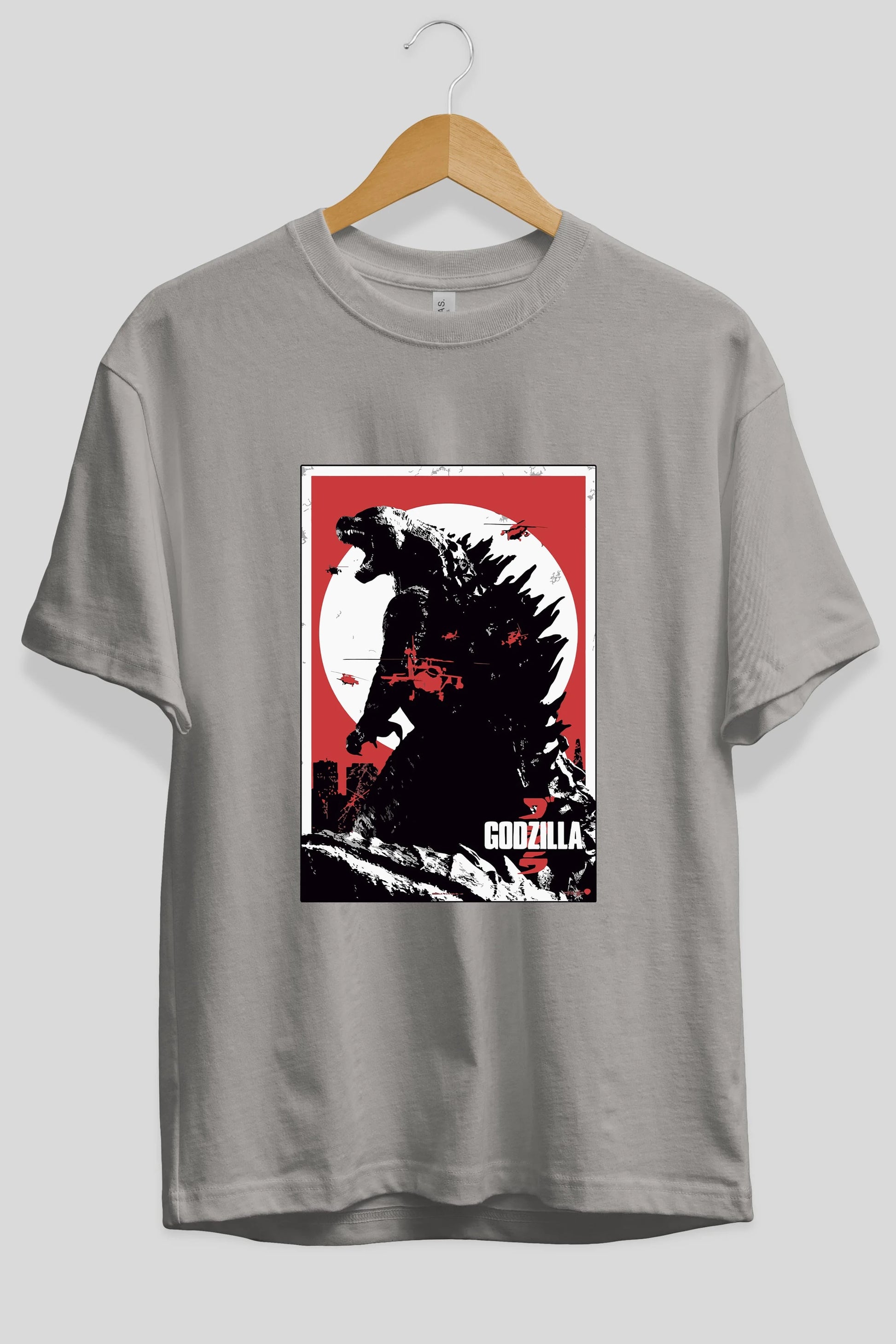 Godzilla (2) Ön Baskılı Oversize t-shirt Erkek Kadın Unisex %100 Pamuk Bisiklet Yaka tişort