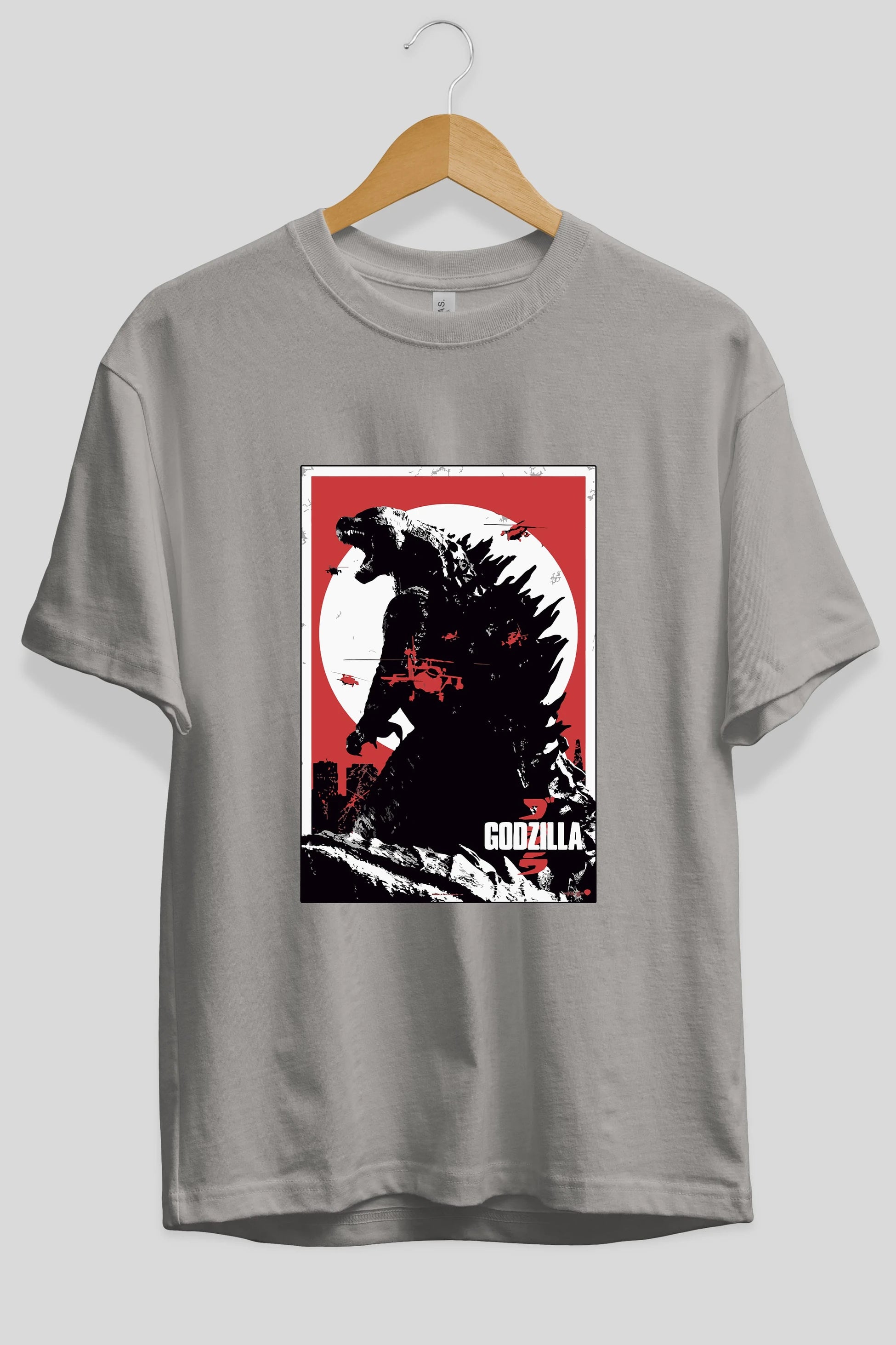 Godzilla (2) Ön Baskılı Oversize t-shirt Erkek Kadın Unisex %100 Pamuk Bisiklet Yaka tişort