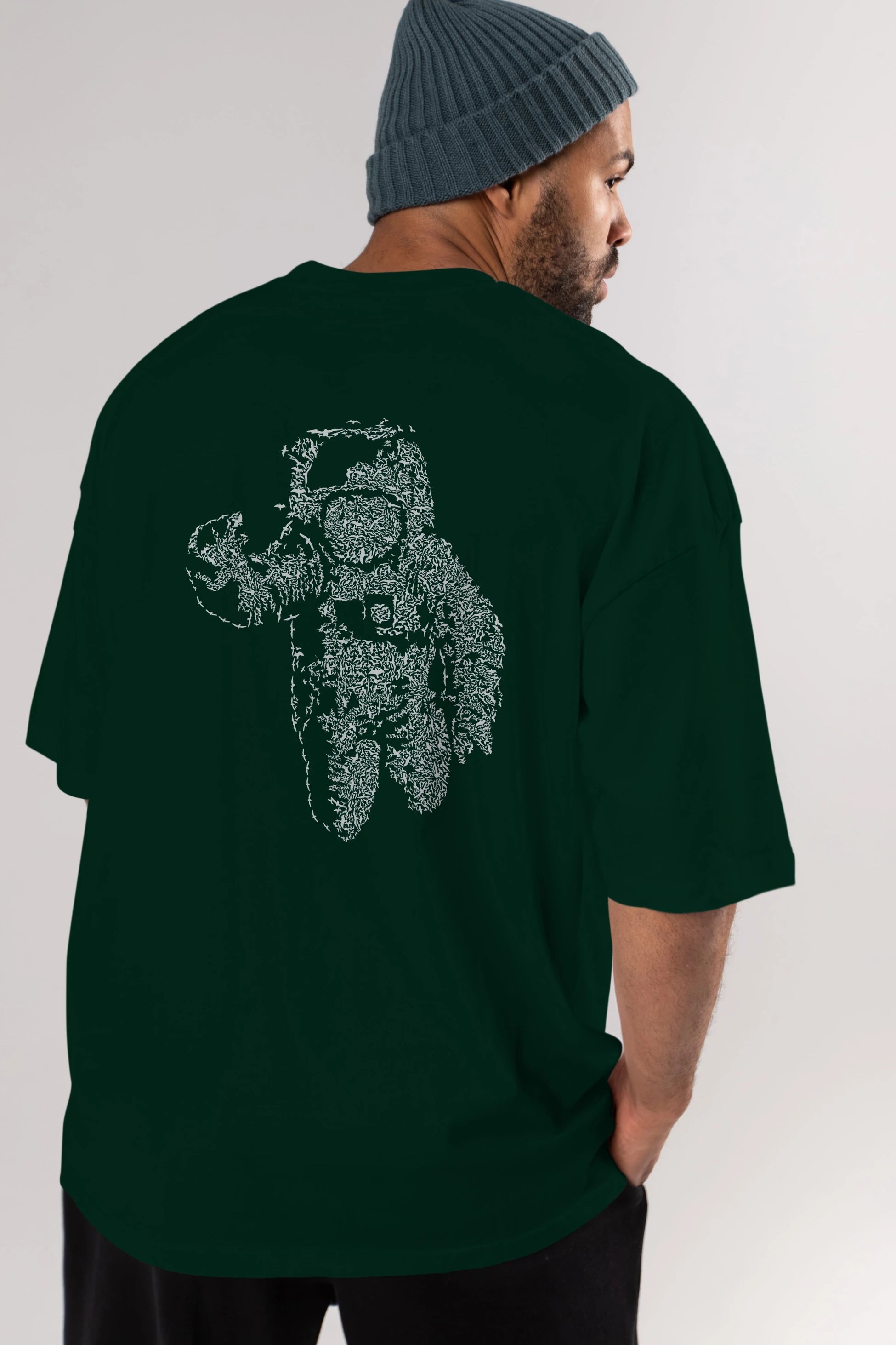 Flying Astronaut Arka Baskılı Oversize t-shirt %100 pamuk Erkek Kadın Unisex