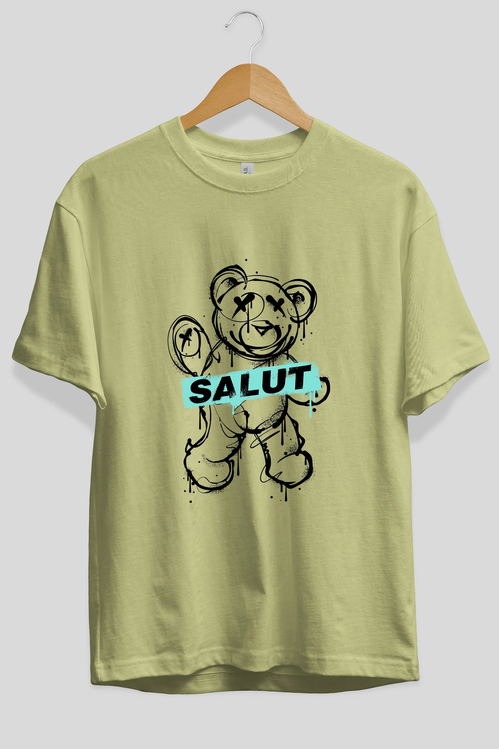 Teddy Bear Salut Ön Baskılı Oversize t-shirt Erkek Kadın Unisex