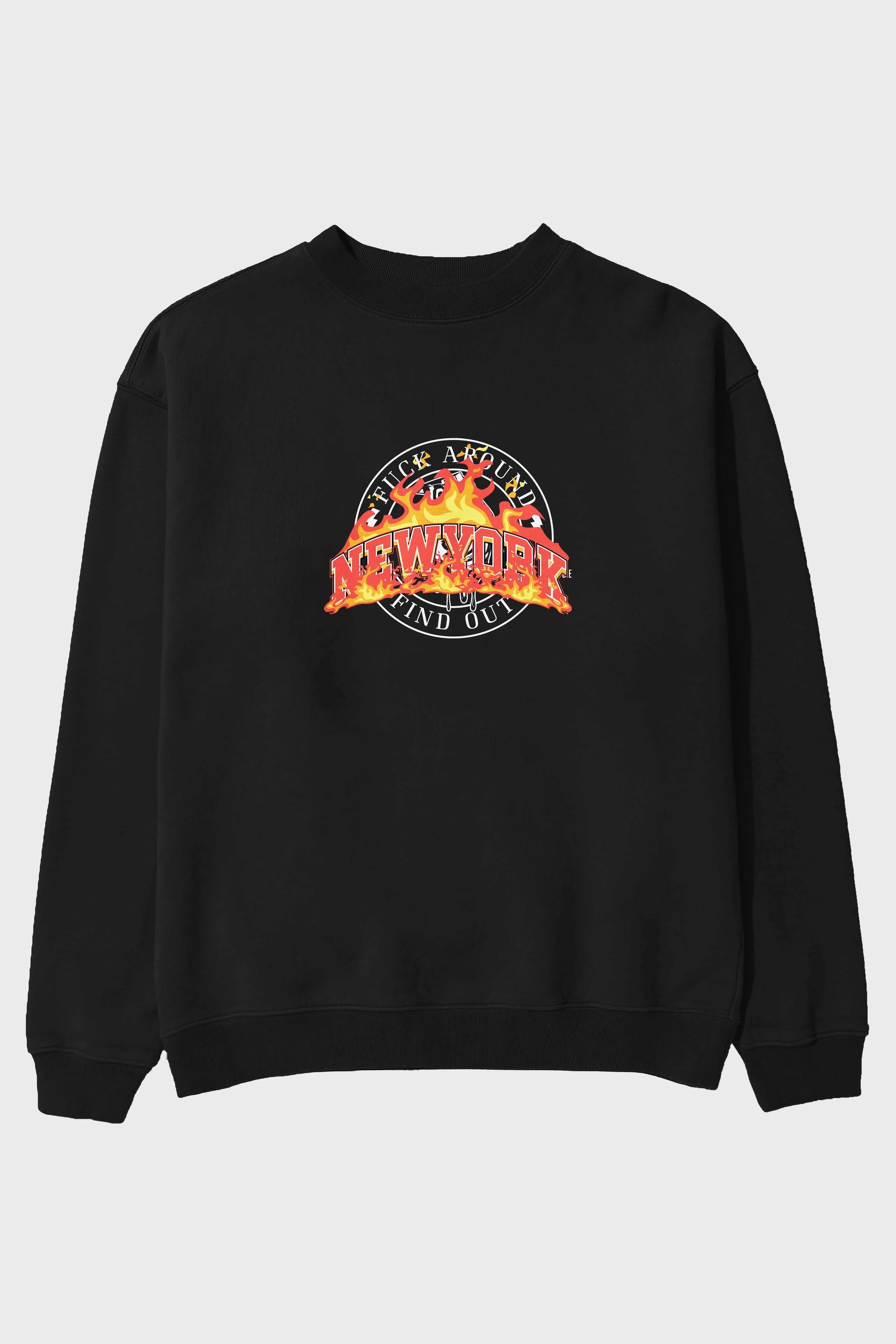 Newyork Style Ön Baskılı Oversize Sweatshirt Erkek Kadın Unisex