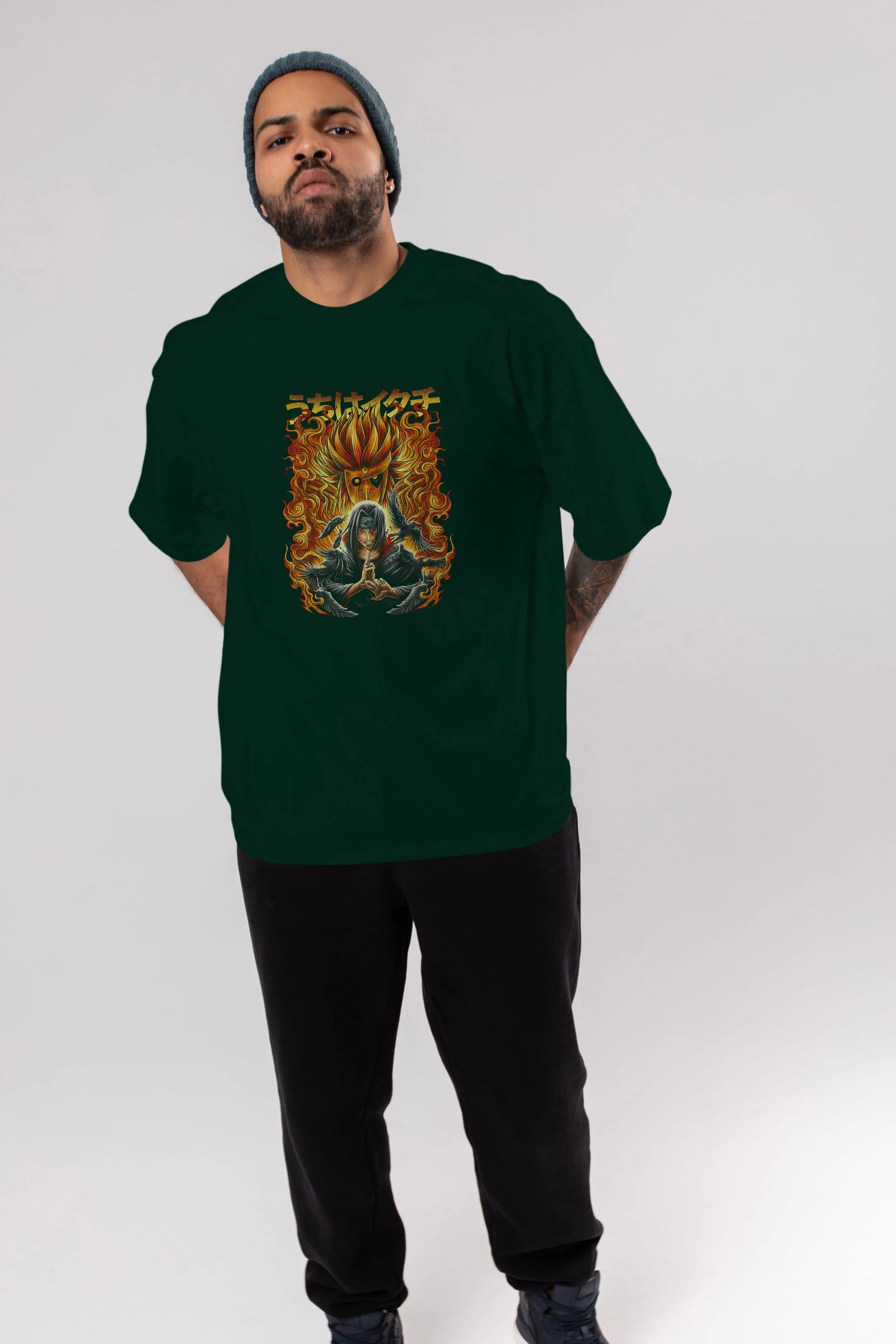 NARUTO ITACHI UCHIHA Anime Ön Baskılı Oversize t-shirt %100 pamuk Erkek Kadın Unisex