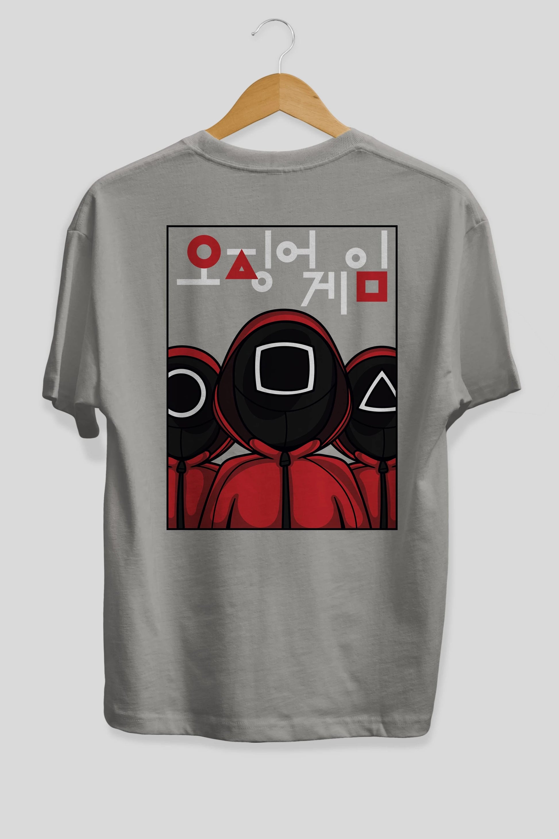 Squid Game (7) Arka Baskılı Oversize t-shirt Erkek Kadın Unisex %100 Pamuk Bisiklet Yaka tişort
