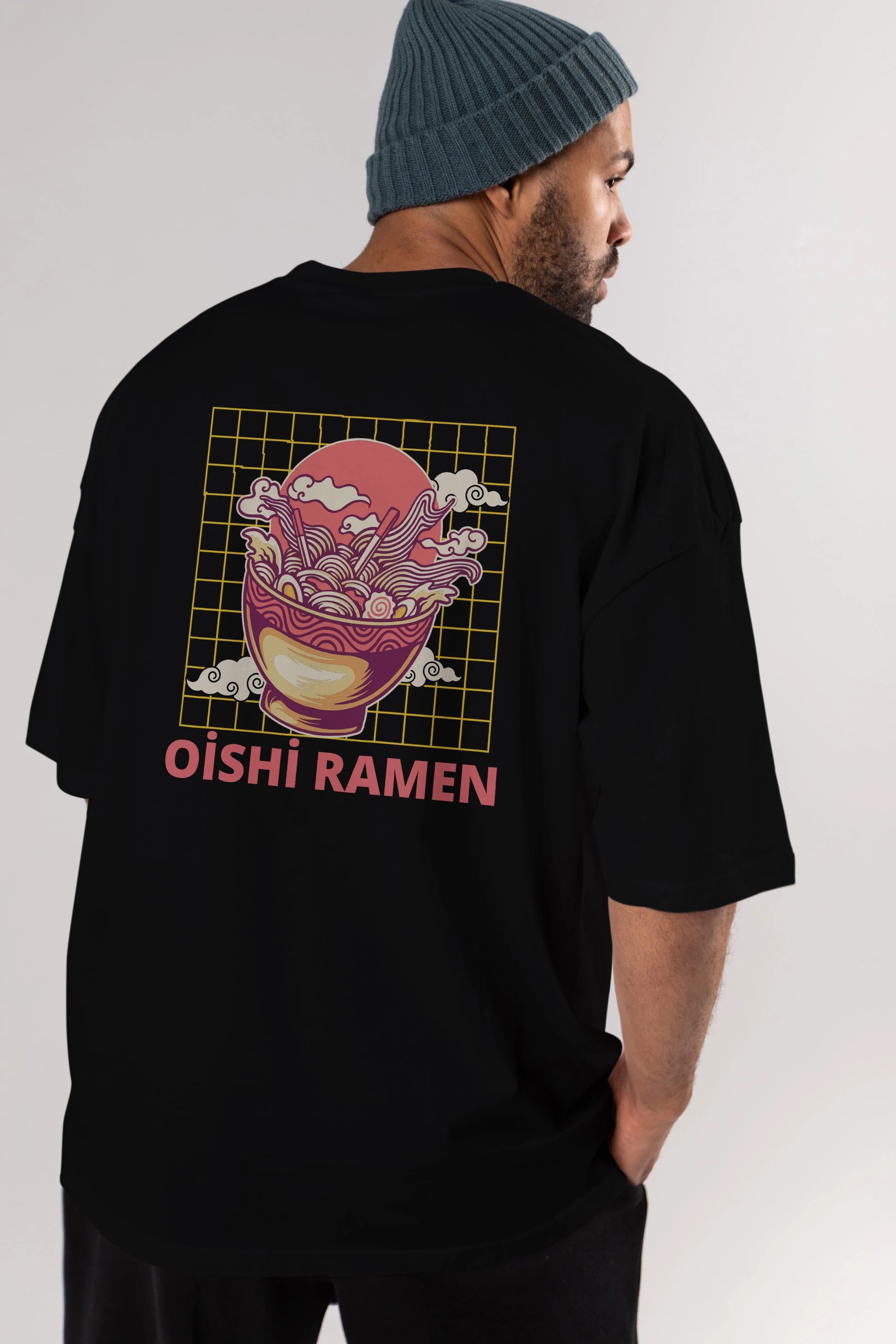 Oishi Ramen Yazılı Arka Baskılı Oversize t-shirt Erkek Kadın Unisex