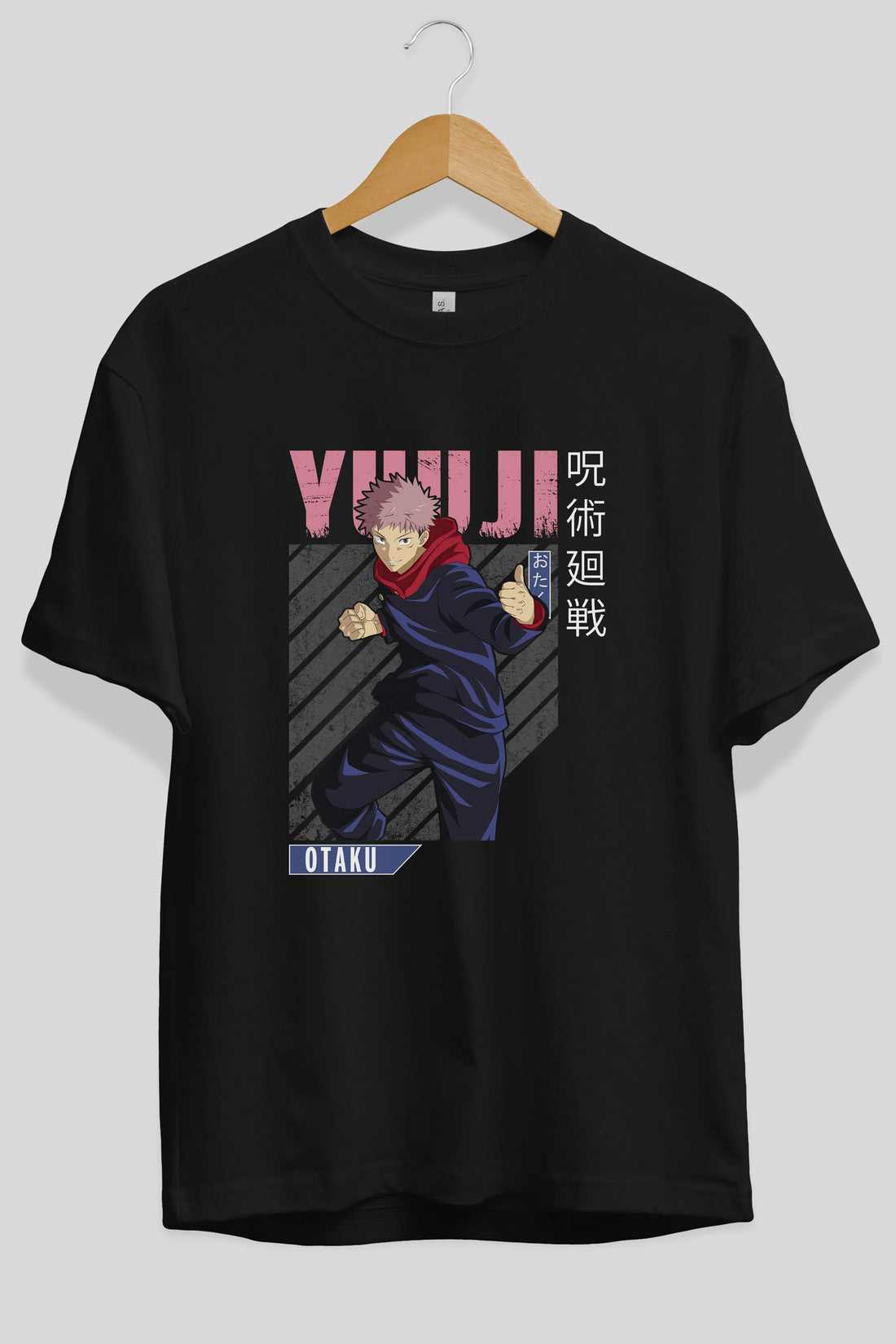 Yuuji Itadori Anime Ön Baskılı Oversize t-shirt %100 pamuk Erkek Kadın Unisex