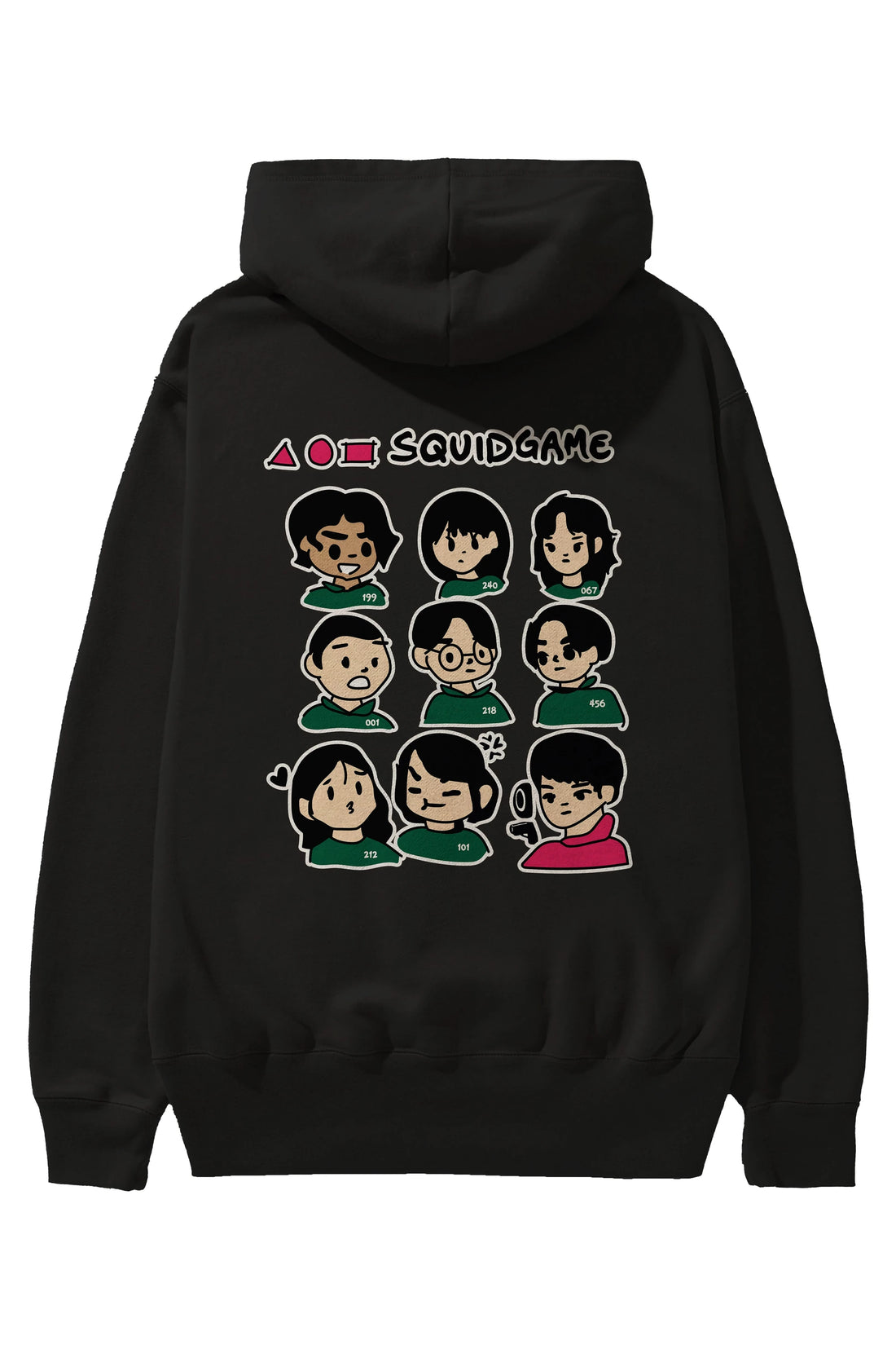 Squid Game (3) Arka Baskılı Hoodie Oversize Kapüşonlu Sweatshirt Erkek Kadın Unisex