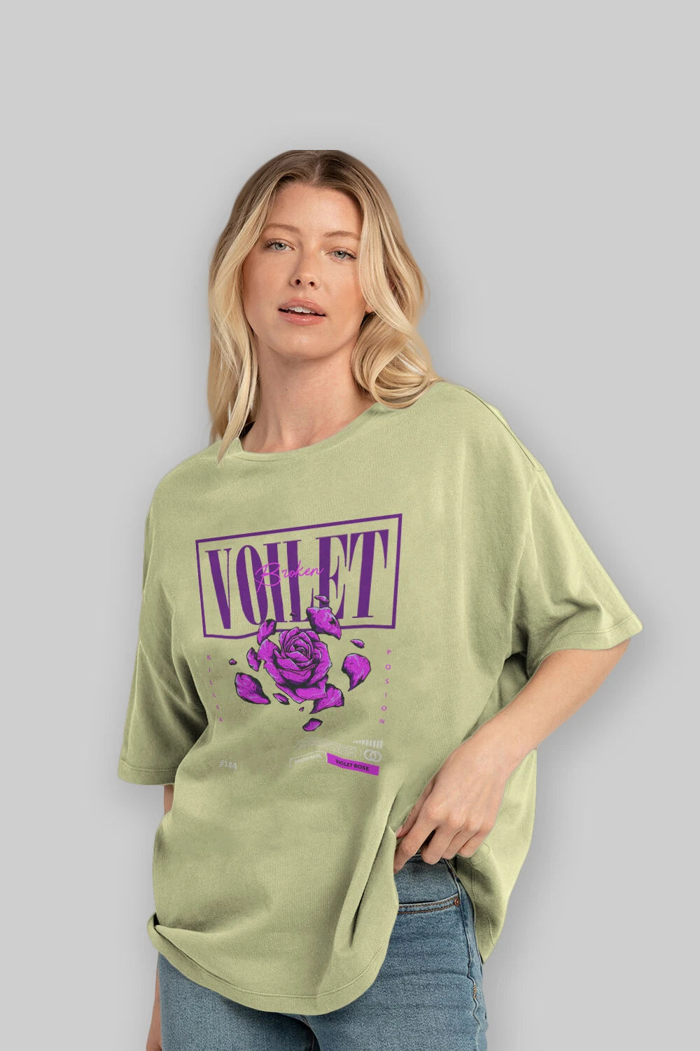 Voilet Broken Ön Baskılı Oversize t-shirt Erkek Kadın Unisex