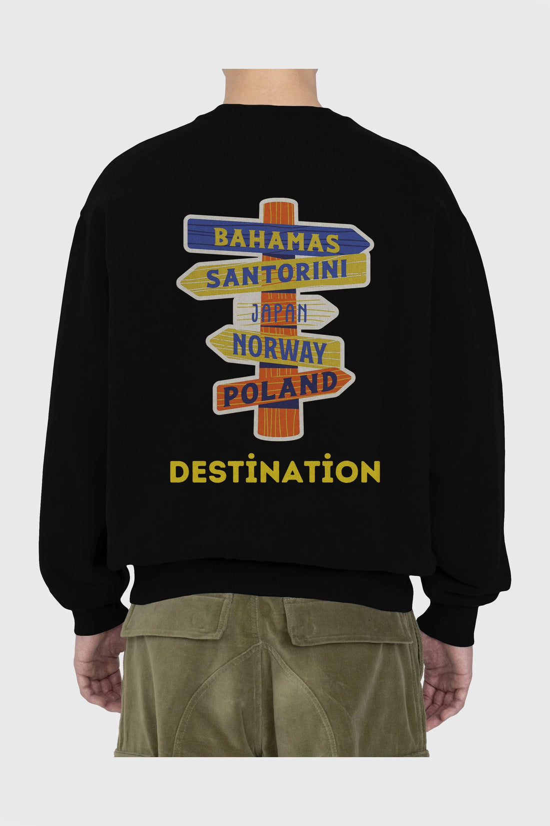 Destination Yazılı Arka Baskılı Oversize Sweatshirt Erkek Kadın Unisex