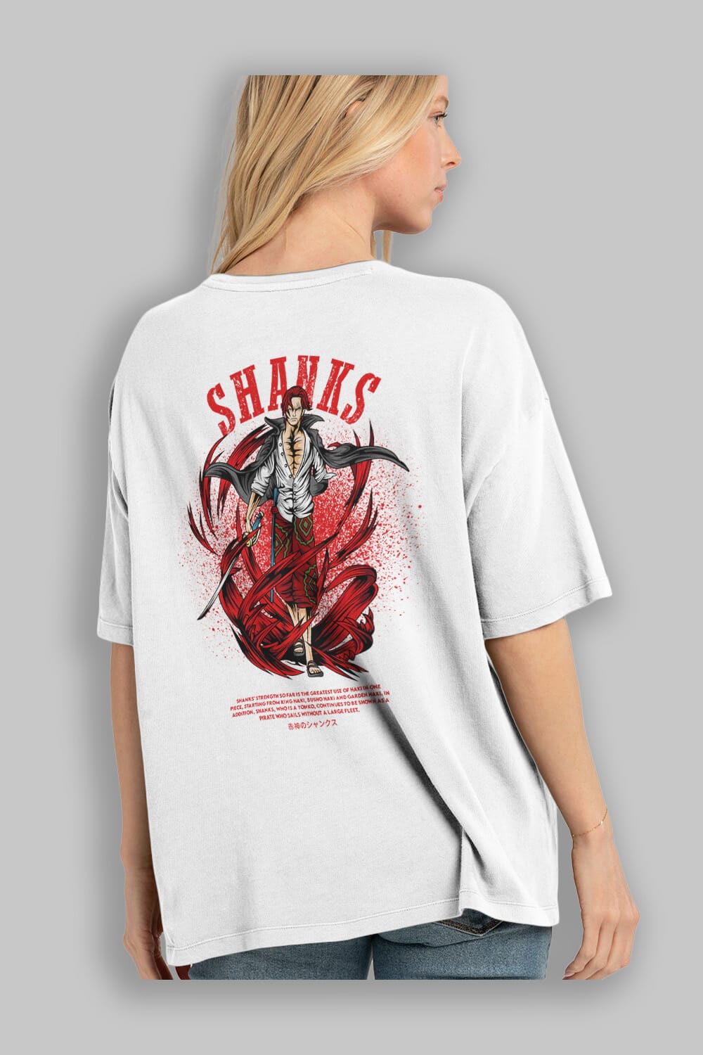 Shanks Anime Arka Baskılı Oversize t-shirt Erkek Kadın Unisex