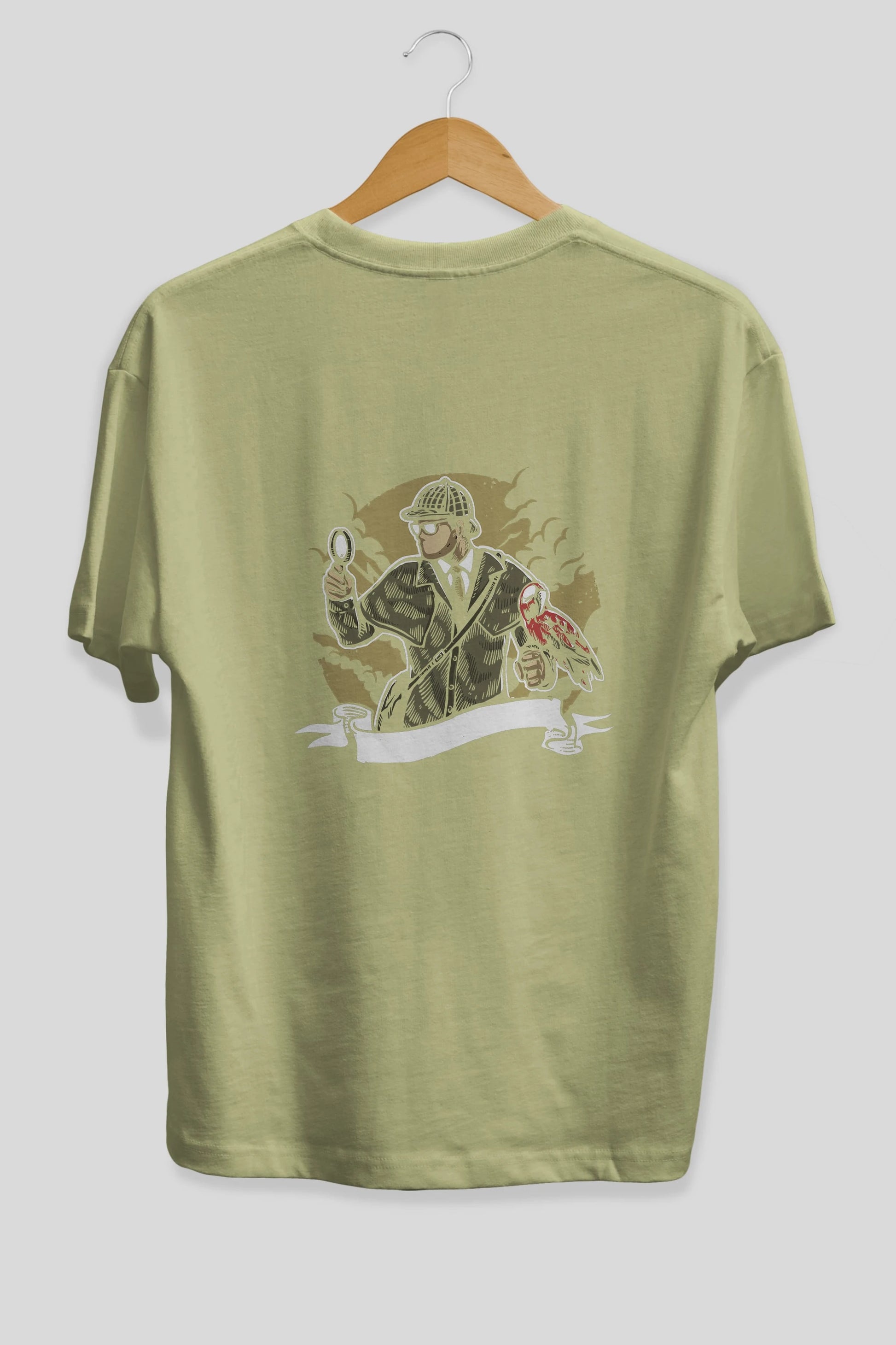 Sherlock Holmes Arka Baskılı Oversize t-shirt Erkek Kadın Unisex %100 Pamuk