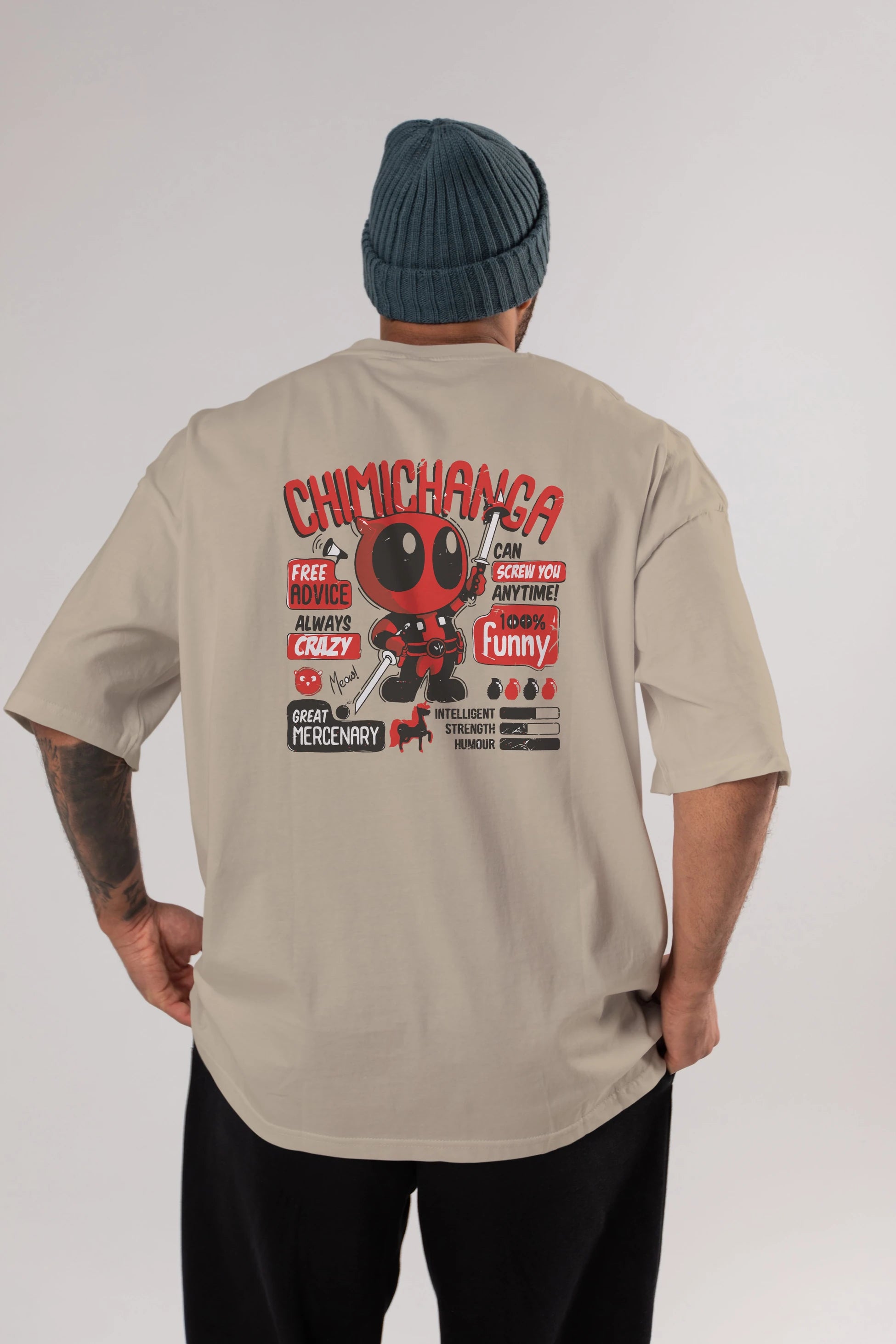 Deadpool (9) Arka Baskılı Oversize t-shirt Erkek Kadın Unisex %100 Pamuk Bisiklet Yaka tişort