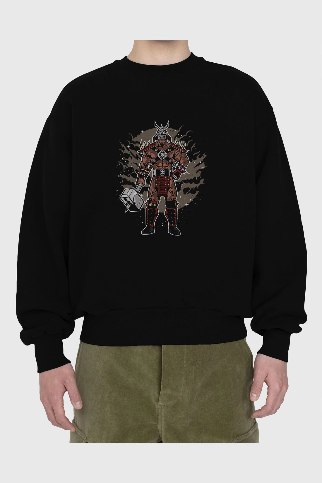 SHOU KHAN Ön Baskılı Oversize Sweatshirt Erkek Kadın Unisex