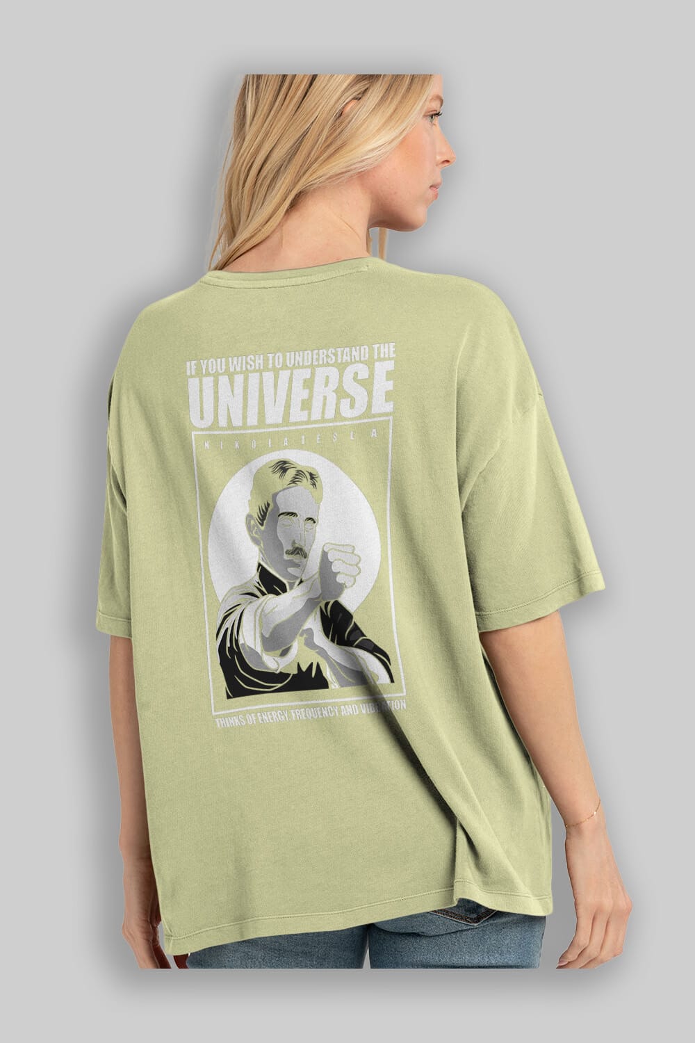 Nicola Tesla Ip Man Arka Baskılı Oversize t-shirt Erkek Kadın Unisex %100 Pamuk tişort