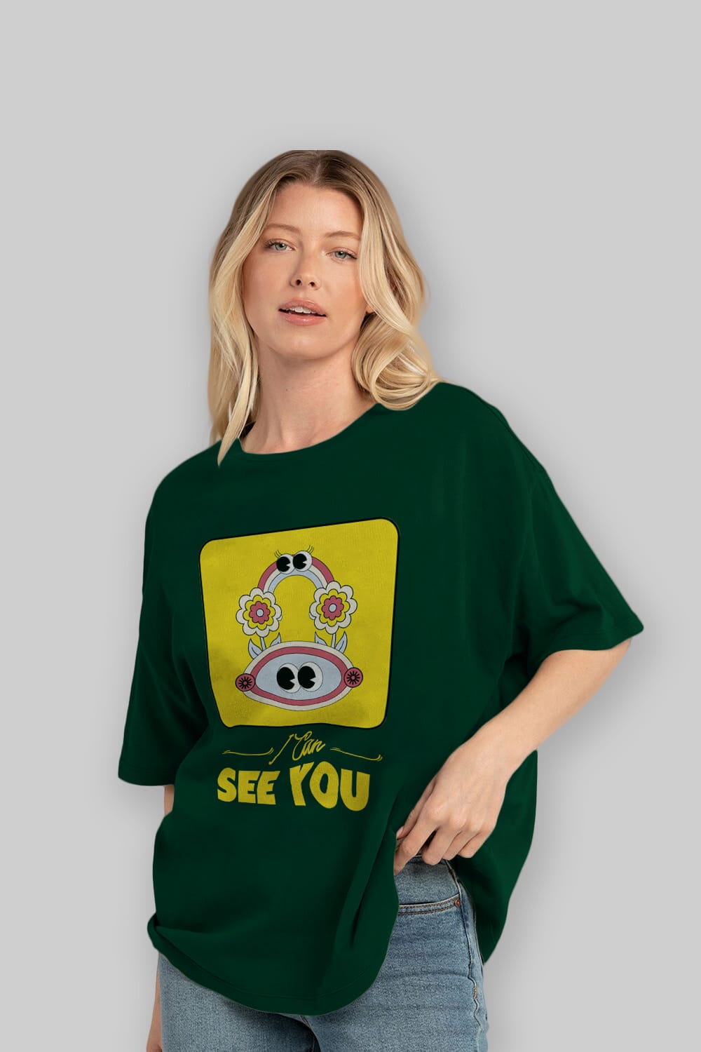 I Can See You Yazılı Ön Baskılı Oversize t-shirt Erkek Kadın Unisex
