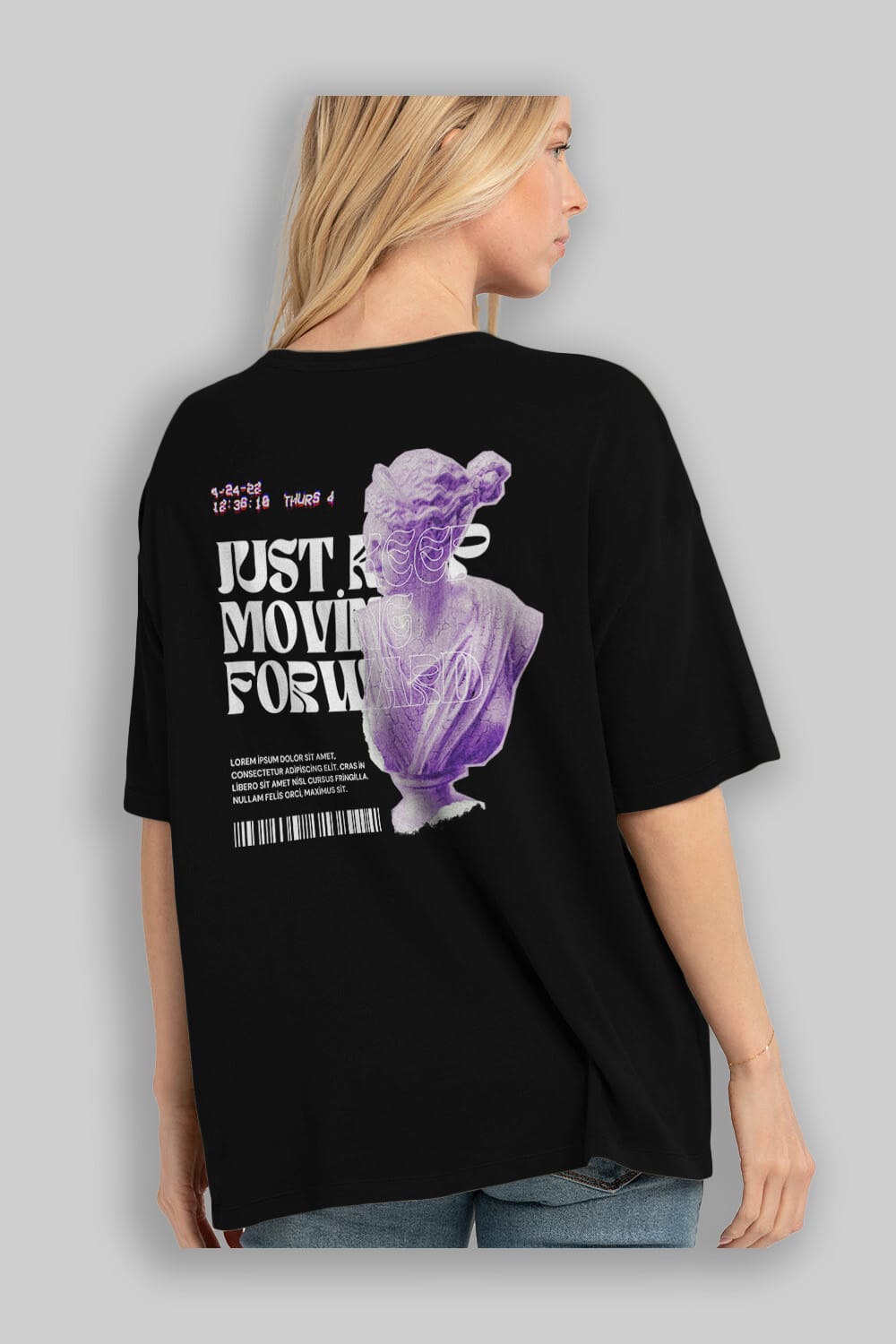 Just Keep Moving Forward Yazılı Arka Baskılı Oversize t-shirt Erkek Kadın Unisex