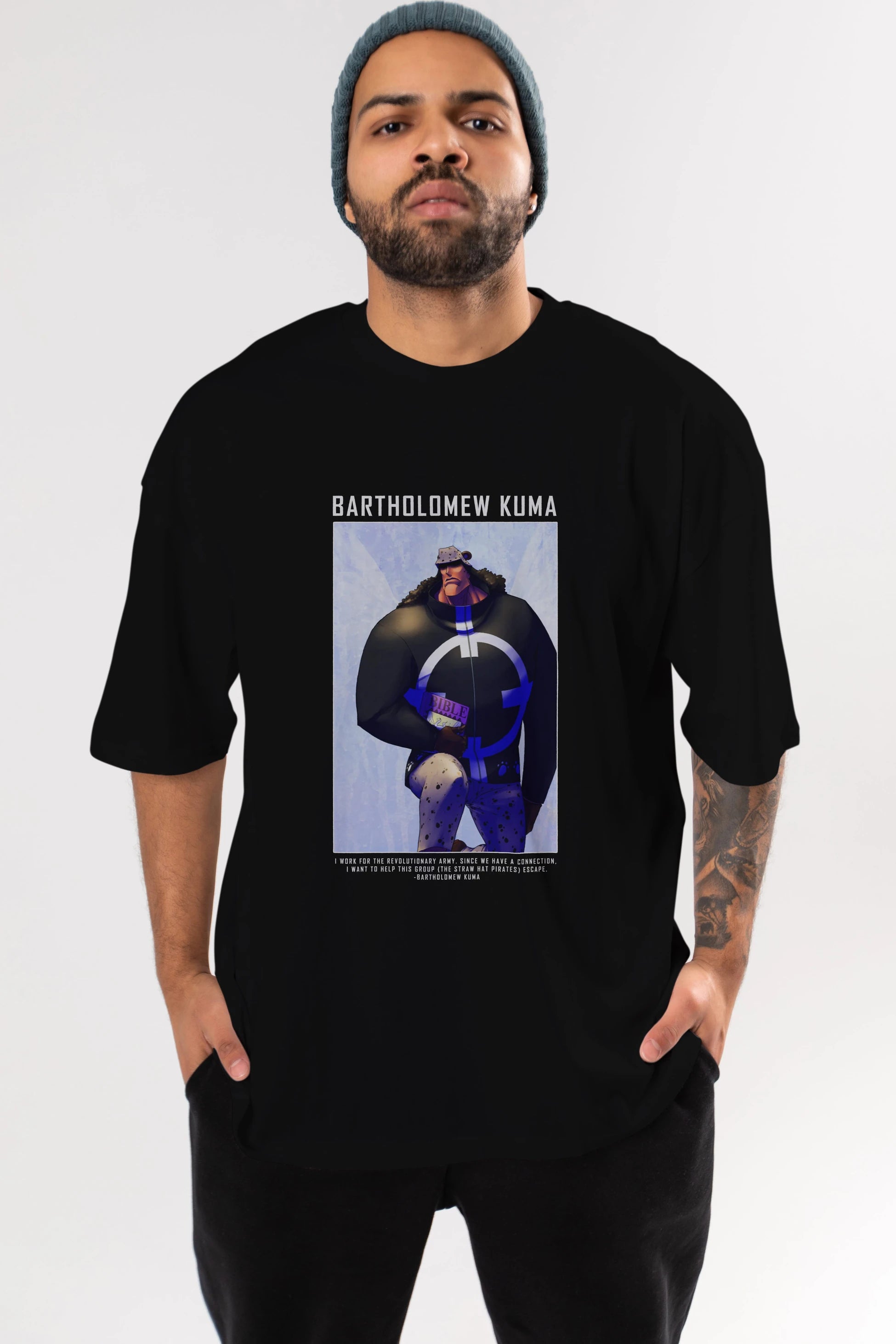 Bartholomew Kuma Anime Ön Baskılı Oversize t-shirt Erkek Kadın Unisex
