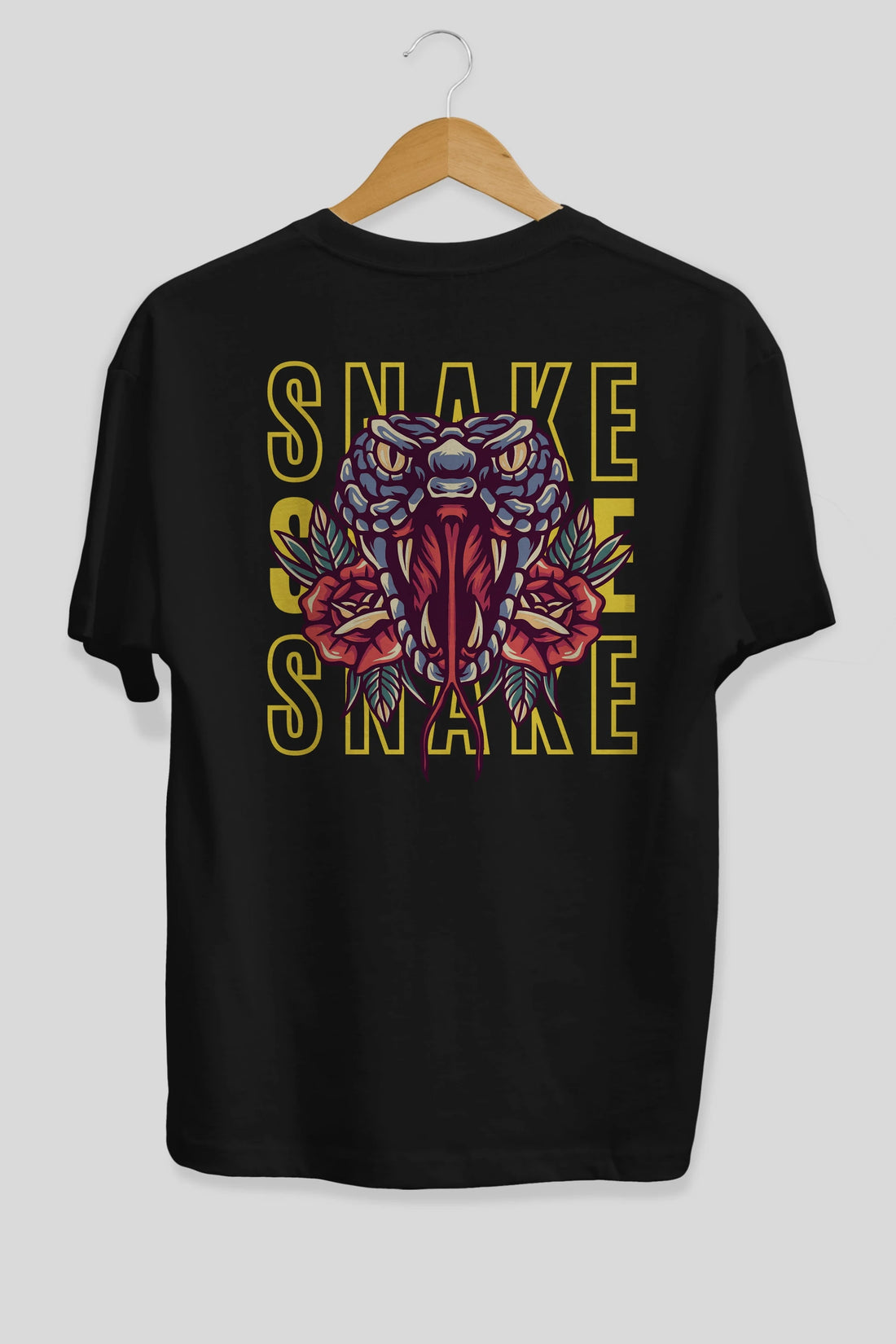 Snake Arka Baskılı Oversize t-shirt Erkek Kadın Unisex