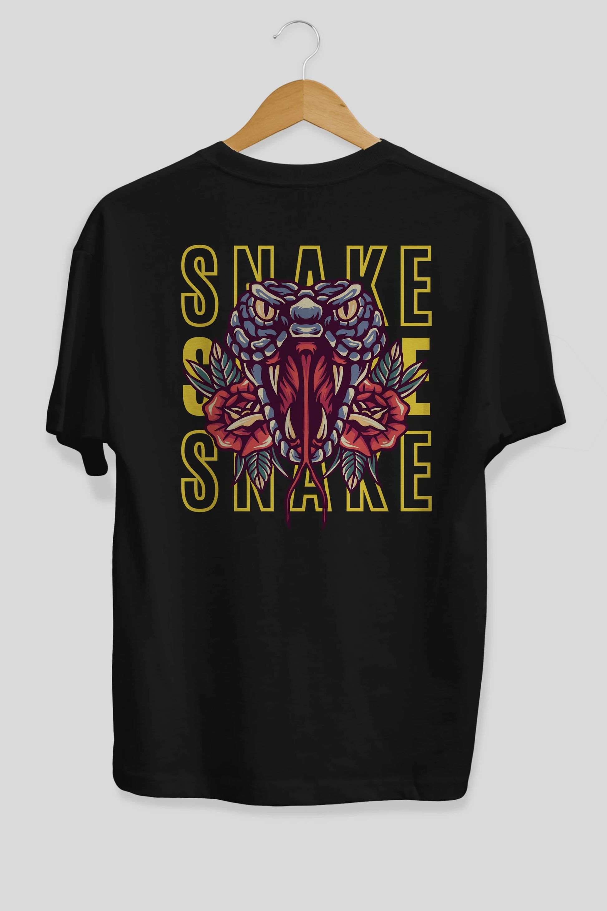 Snake Arka Baskılı Oversize t-shirt Erkek Kadın Unisex
