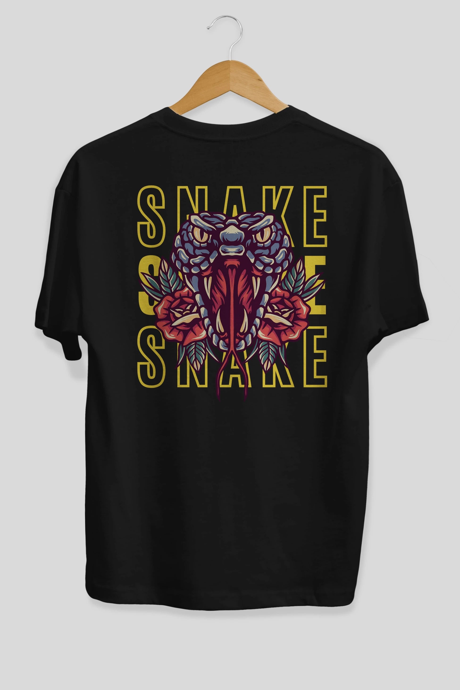 Snake Arka Baskılı Oversize t-shirt Erkek Kadın Unisex