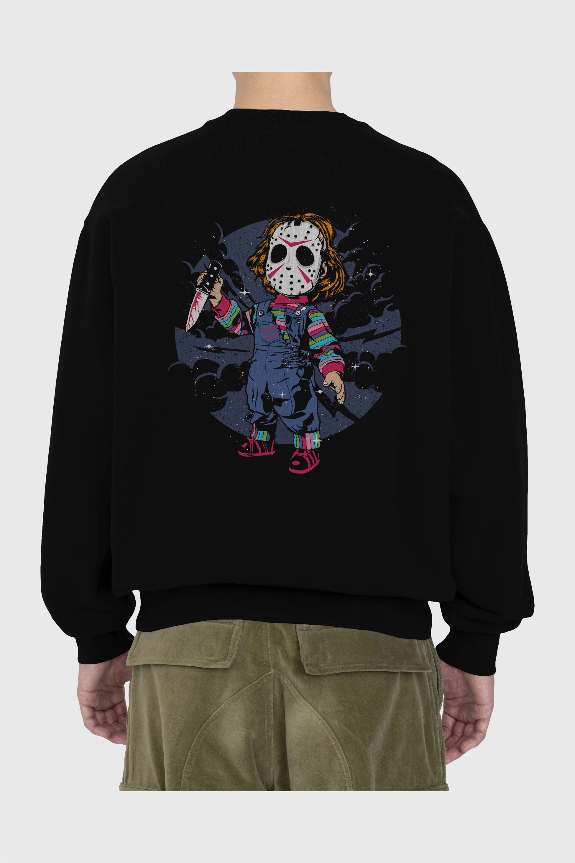 Chucky Arka Baskılı Oversize Sweatshirt Erkek Kadın Unisex