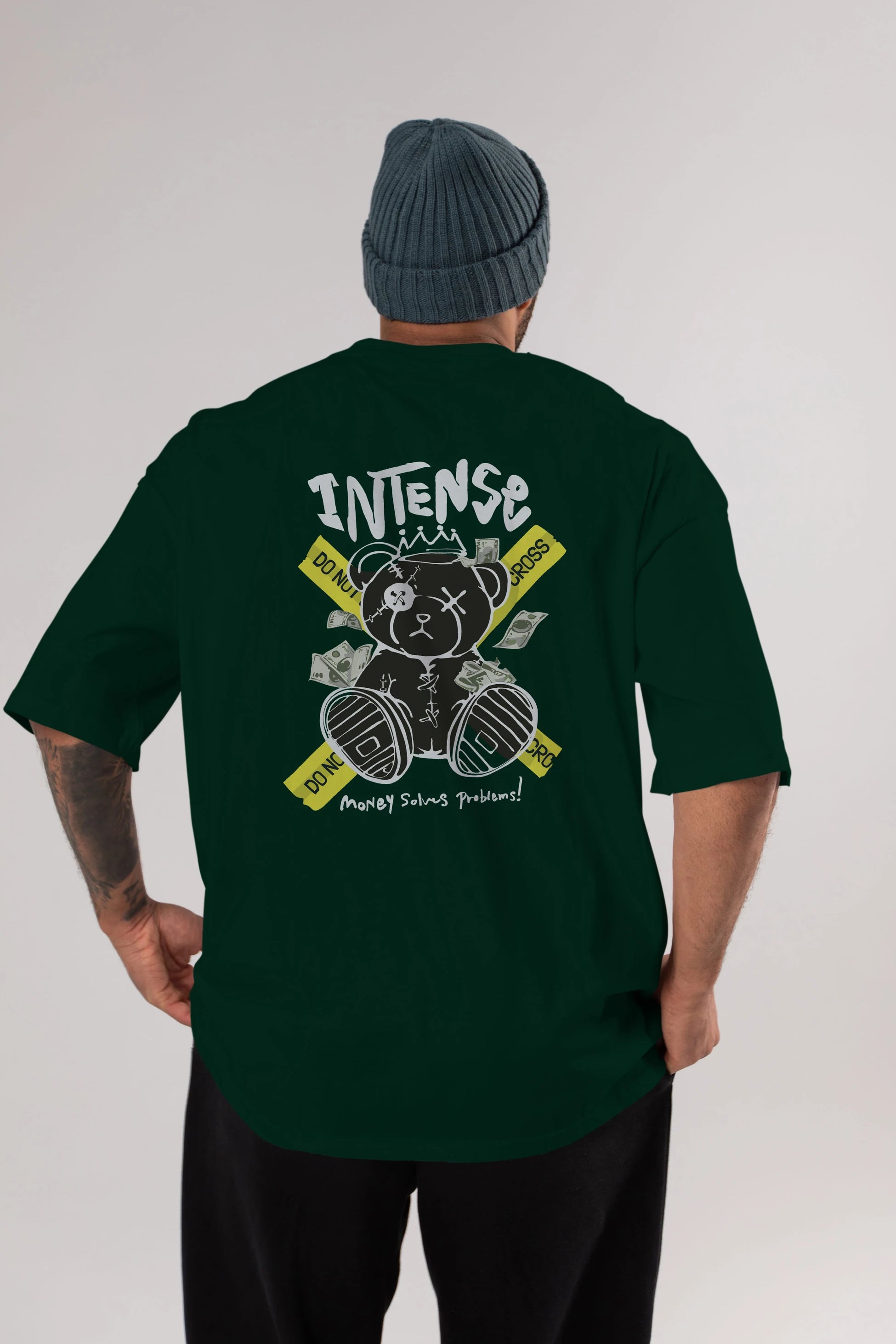 Teddy Bear intense Arka Baskılı Oversize t-shirt Erkek Kadın Unisex