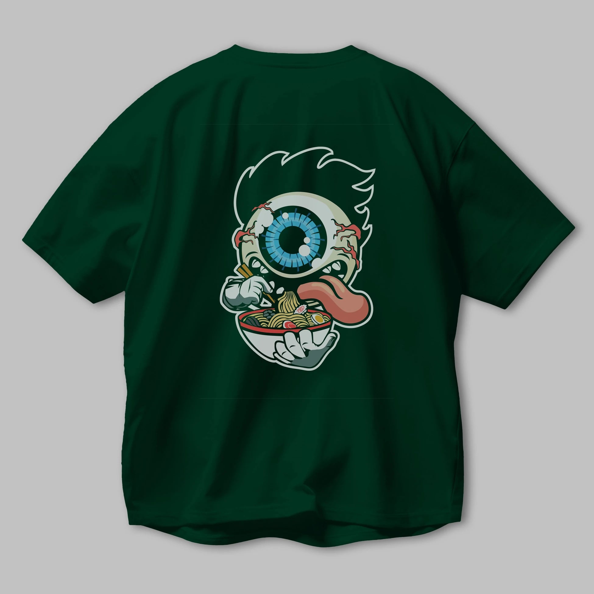 Eyeball Ramen Arka Baskılı Oversize t-shirt Erkek Kadın Unisex %100 Pamuk tişort