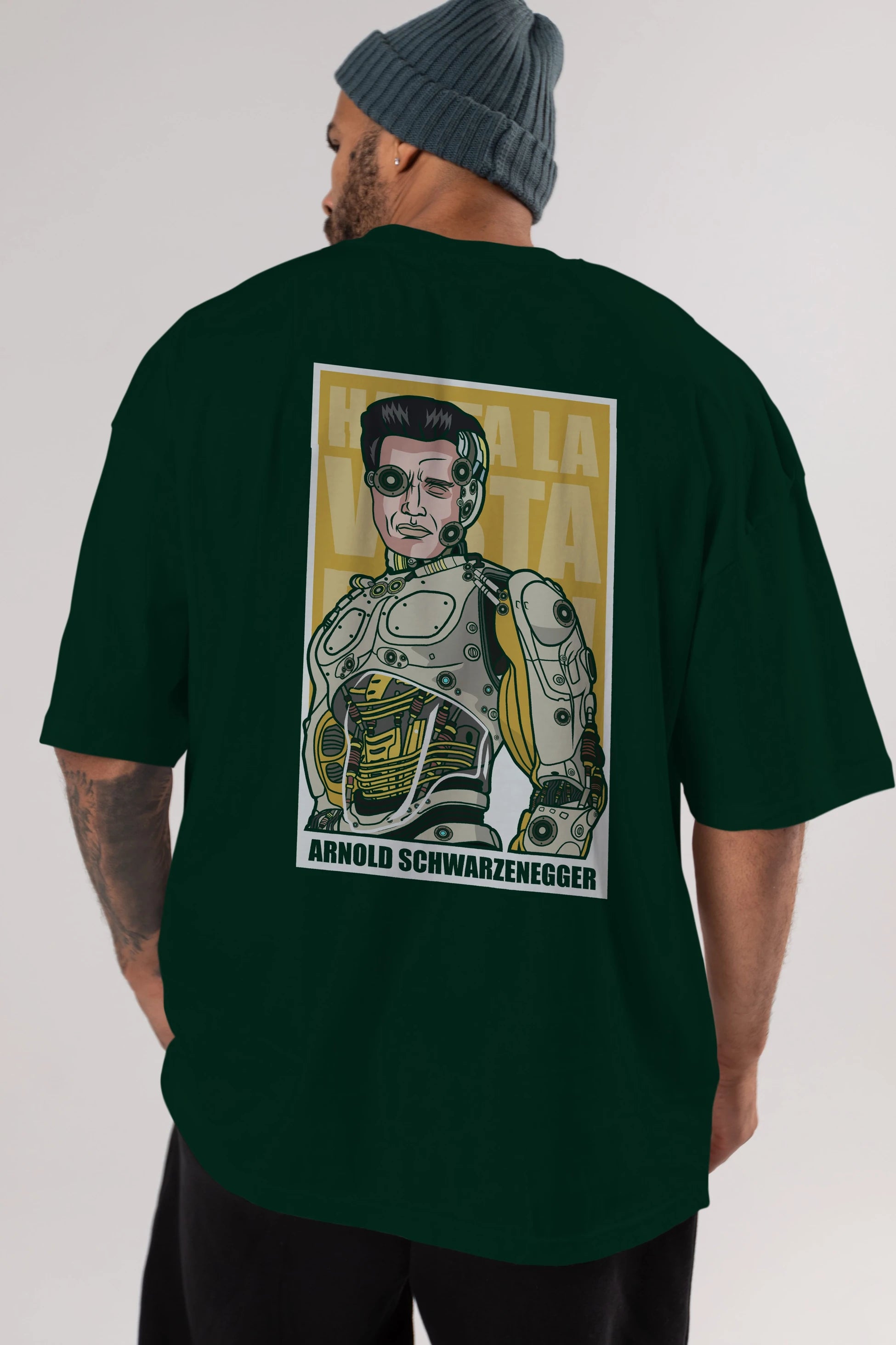 Arnold Robot Human Arka Baskılı Oversize t-shirt Erkek Kadın Unisex %100 Pamuk tişort