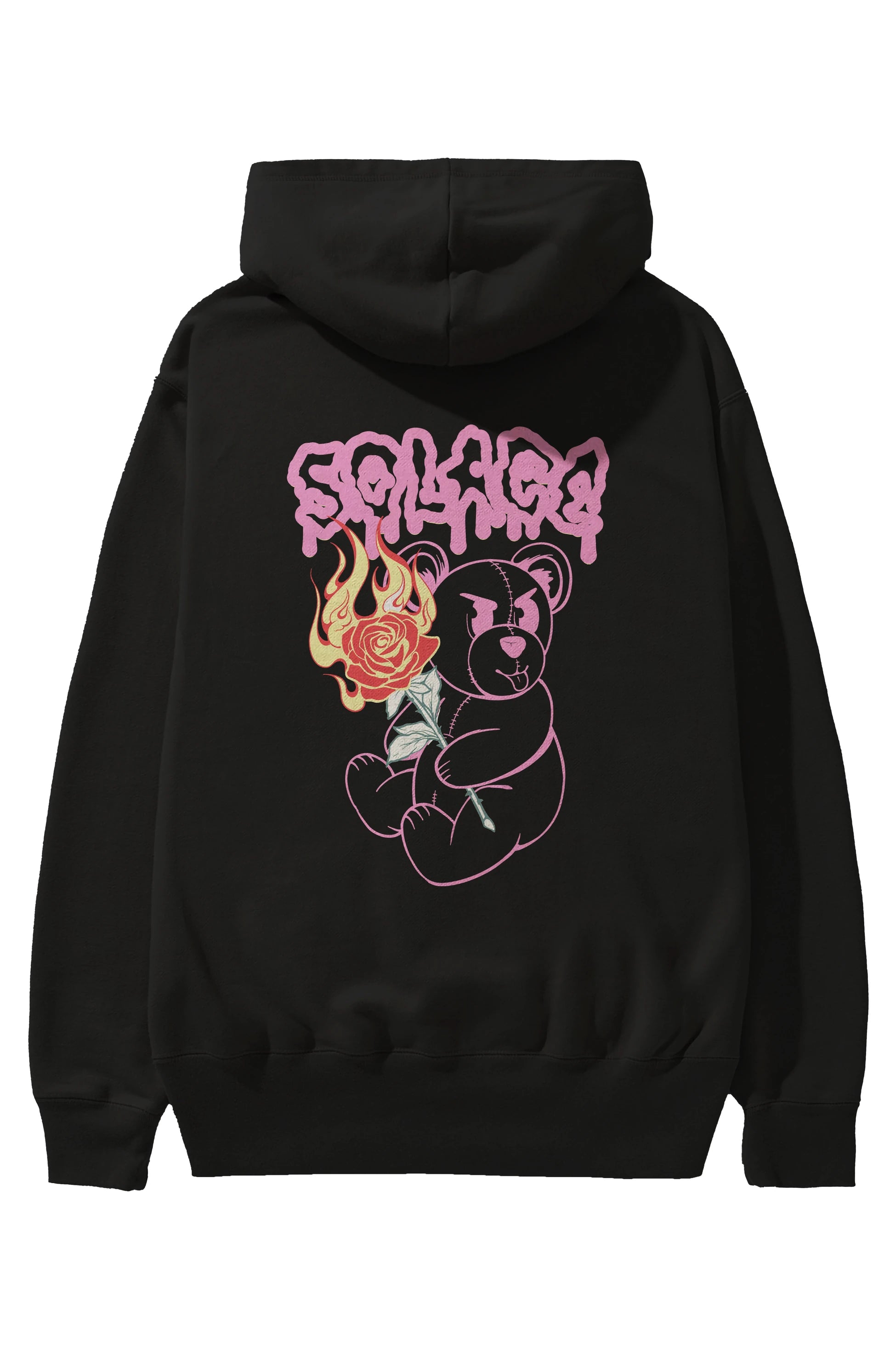 Solage Bear Arka Baskılı Hoodie Oversize Kapüşonlu Sweatshirt Erkek Kadın Unisex