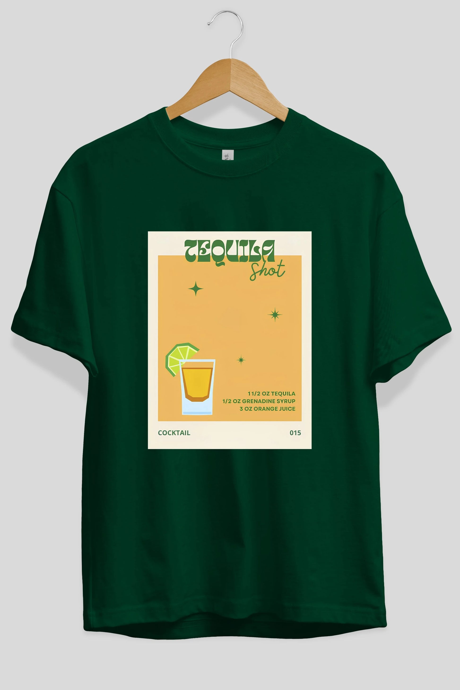 Tequila Shot 2 Ön Baskılı Oversize t-shirt Erkek Kadın Unisex %100 Pamuk Bisiklet Yaka tişort