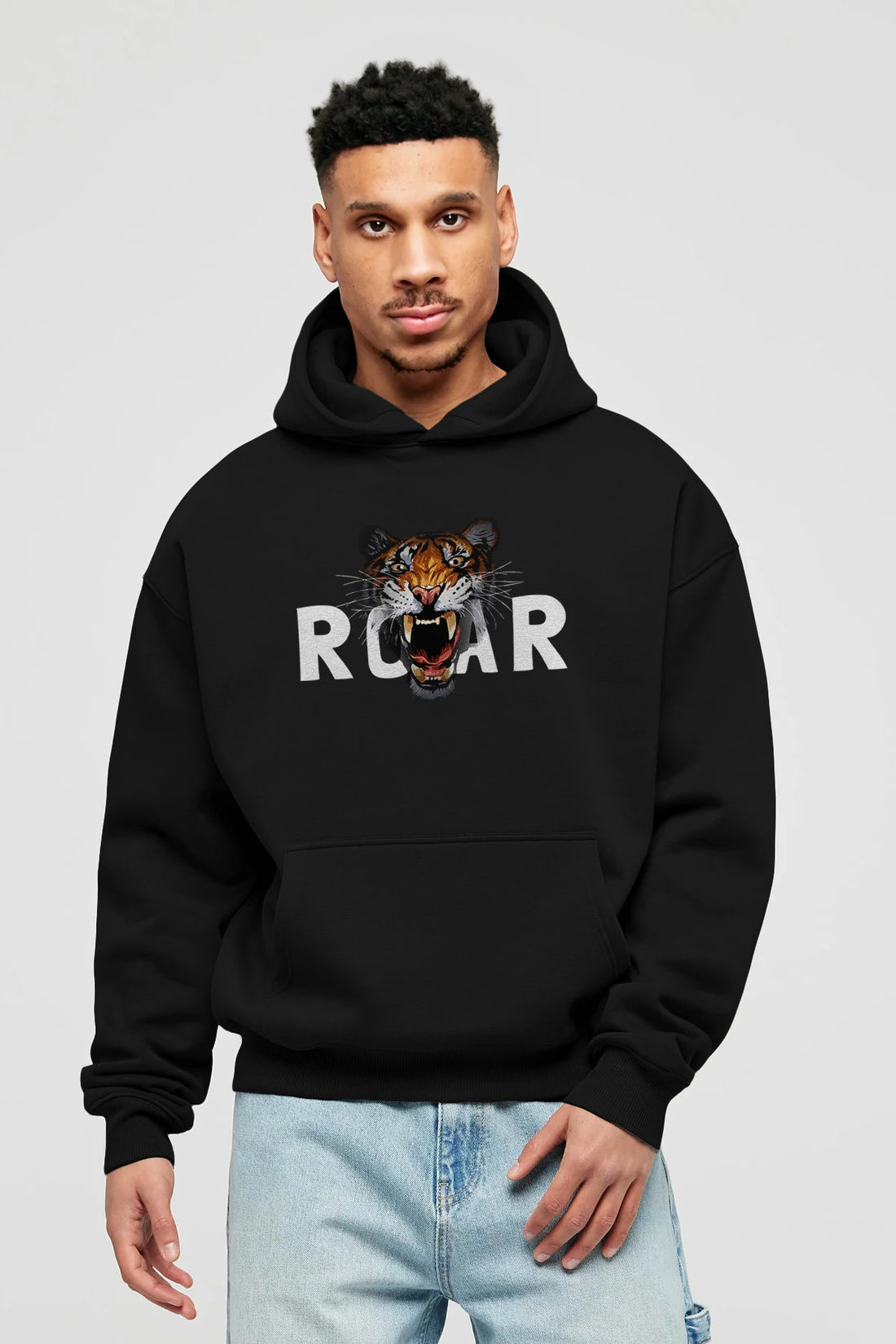 Teddy Bear Roar Ön Baskılı Hoodie Oversize Kapüşonlu Sweatshirt Erkek Kadın Unisex