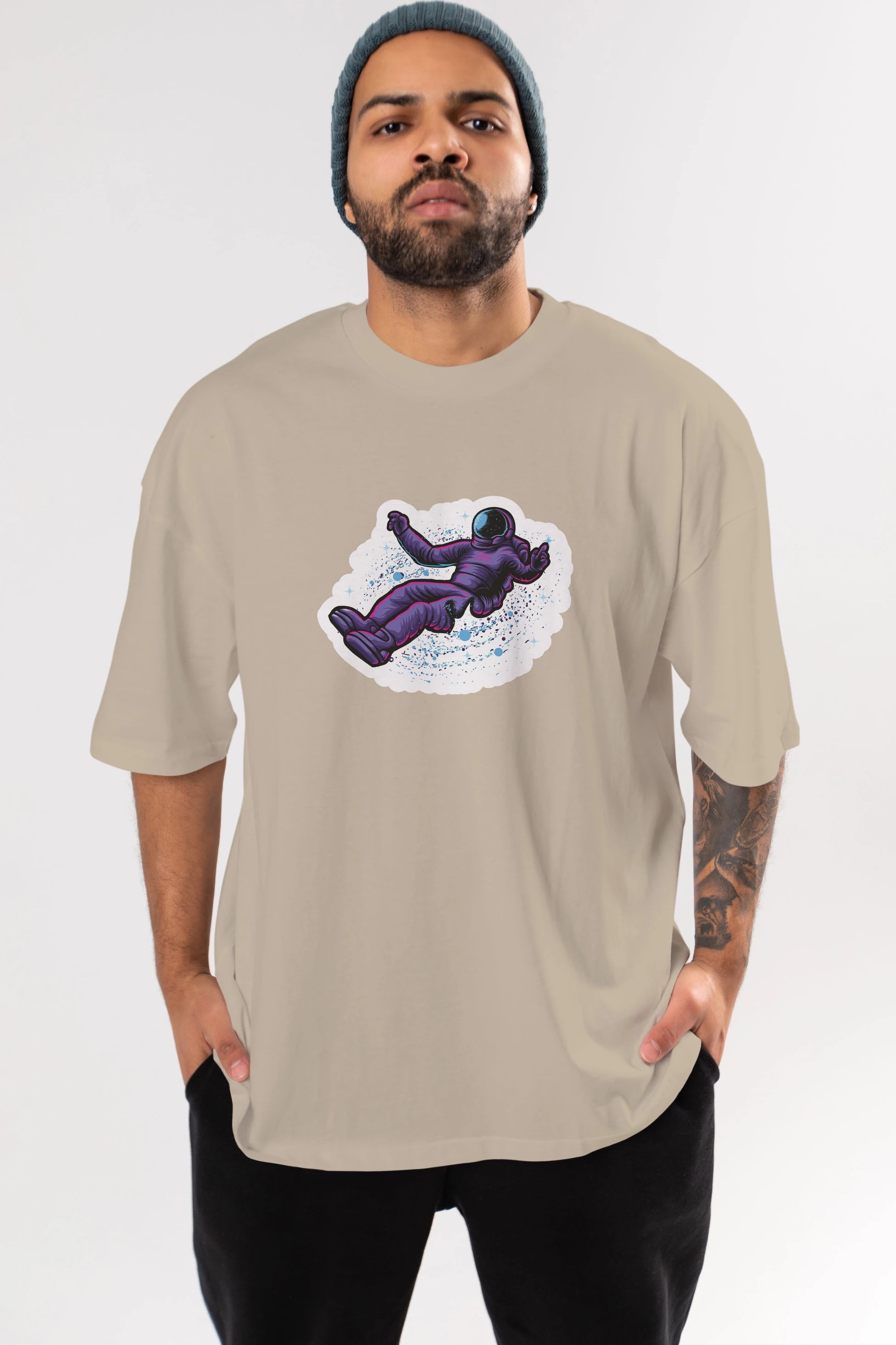 Having fun in outer space sticker Ön Baskılı Oversize t-shirt Erkek Kadın Unisex