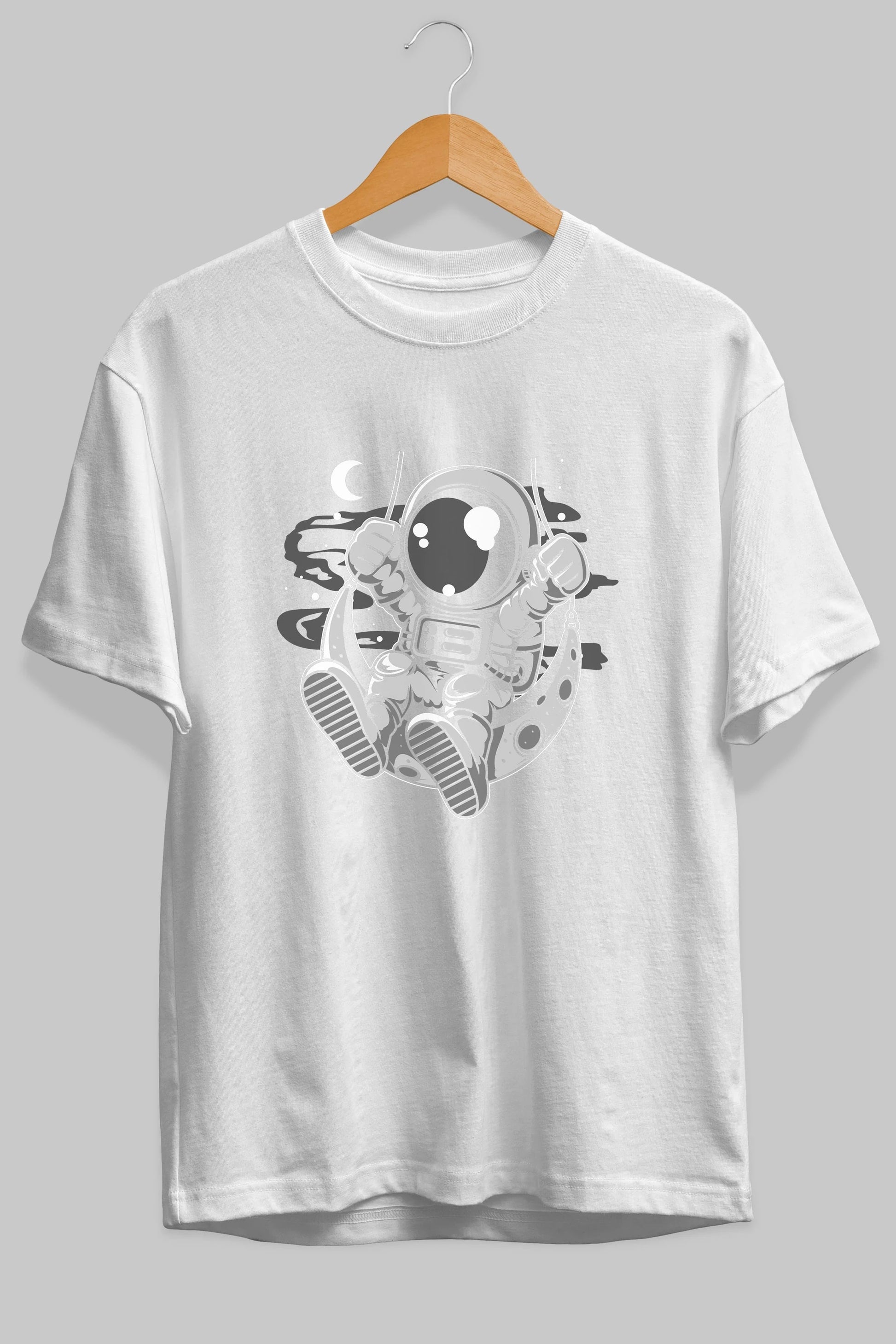 Astronaut Moon Swinger Ön Baskılı Oversize t-shirt Erkek Kadın Unisex