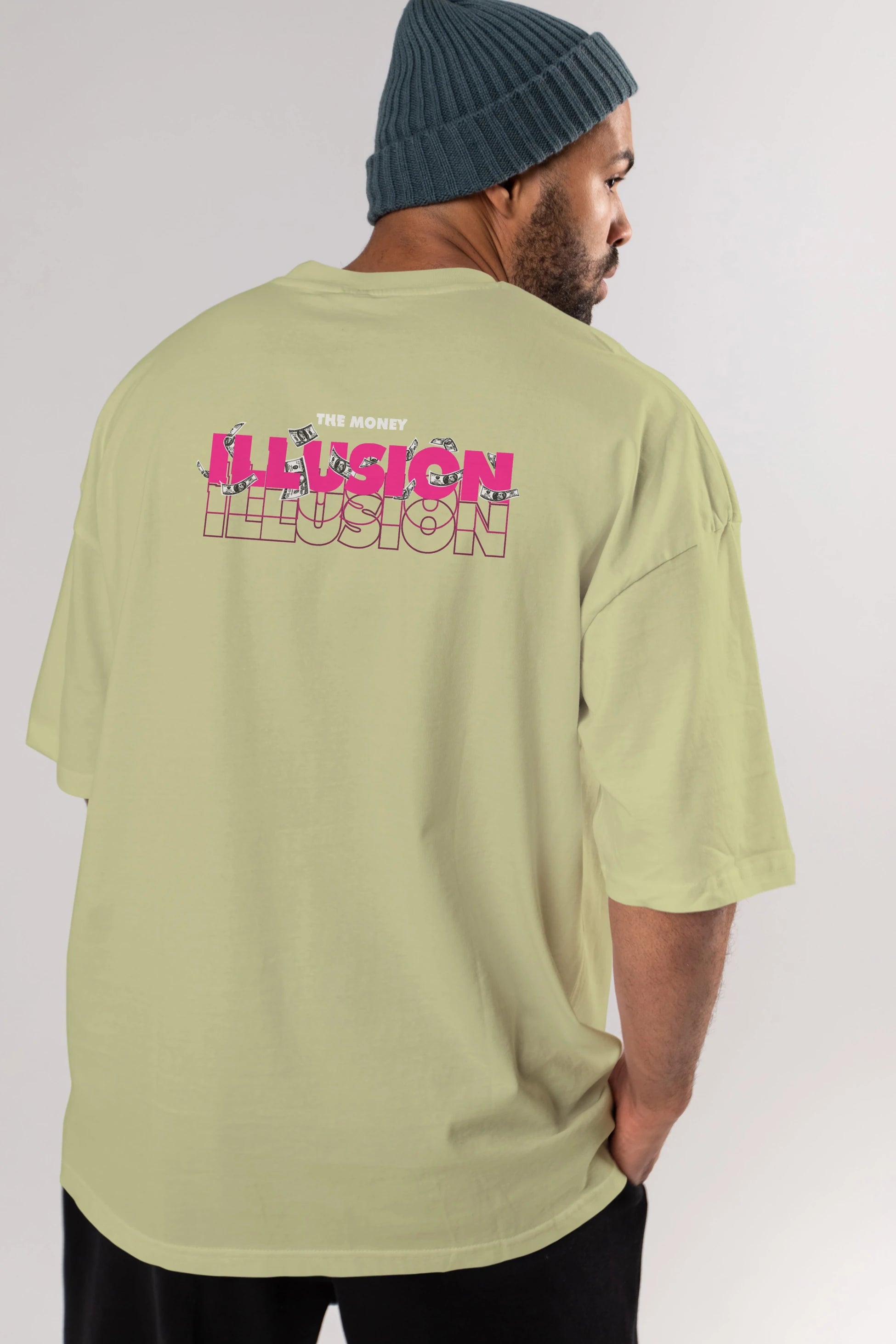 The Money Illusion Arka Baskılı Oversize t-shirt Erkek Kadın Unisex