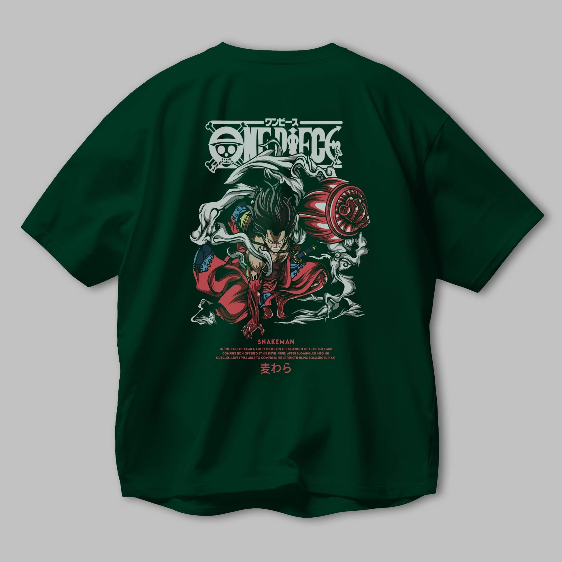One Piece Snakeman Anime Arka Baskılı Oversize t-shirt Erkek Kadın Unisex