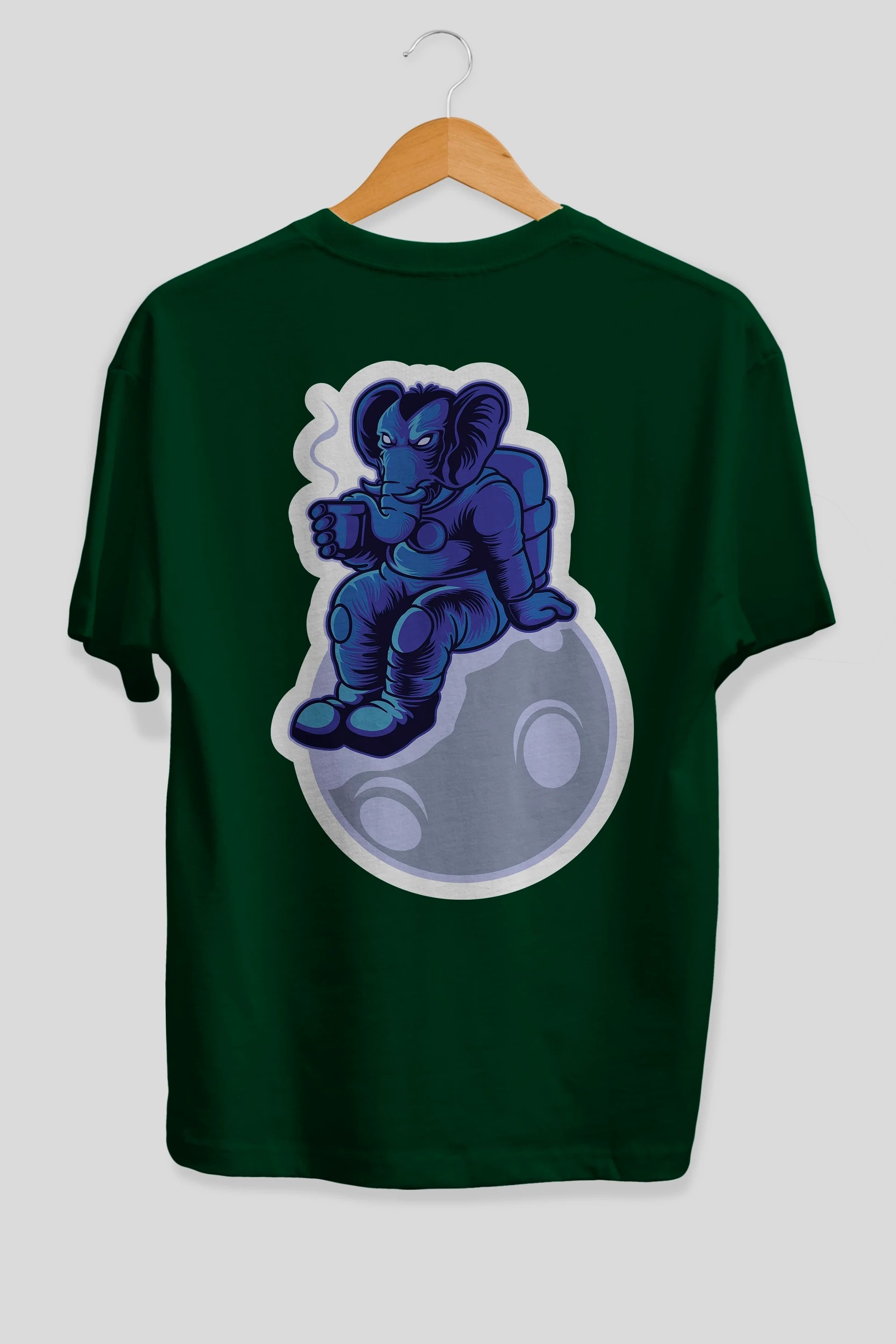 Space Elephant Drink Coffee Sticker Arka Baskılı Oversize t-shirt Erkek Kadın Unisex