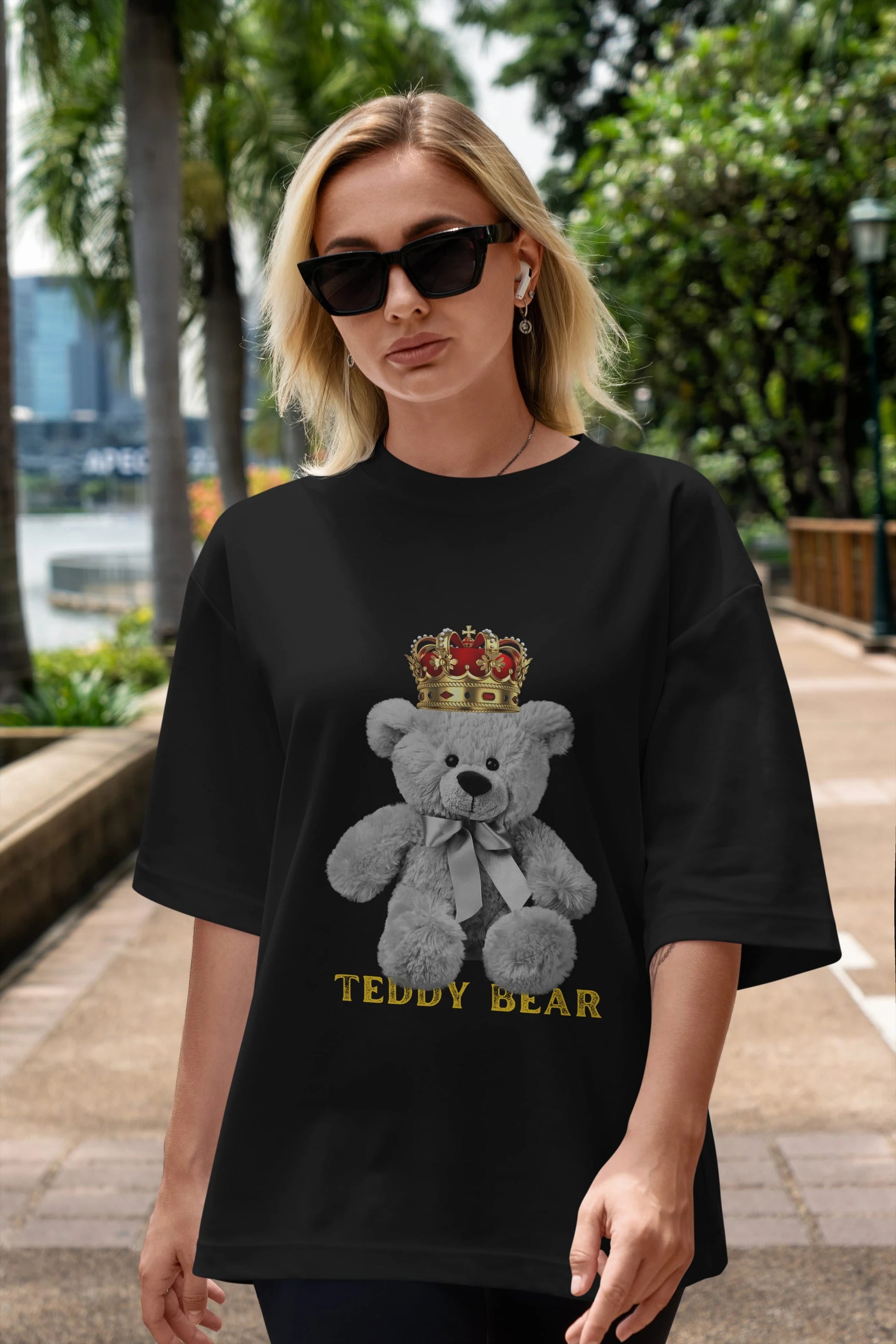 Teddy Bear Ön Baskılı Oversize t-shirt Erkek Kadın Unisex